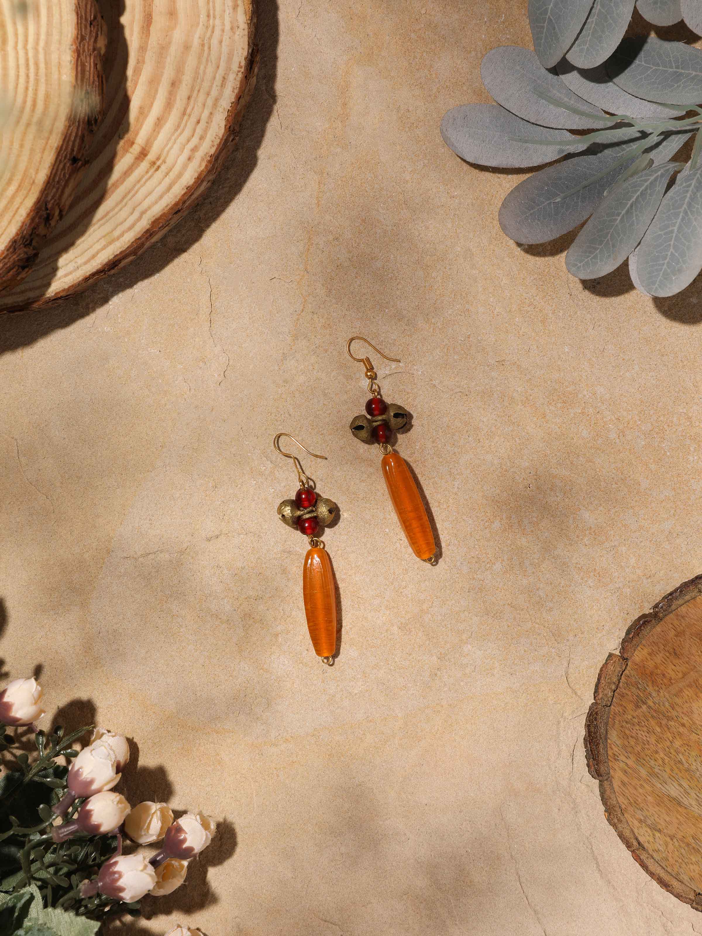 Side view of bead drop earrings showcasing the elegant beadwork and design