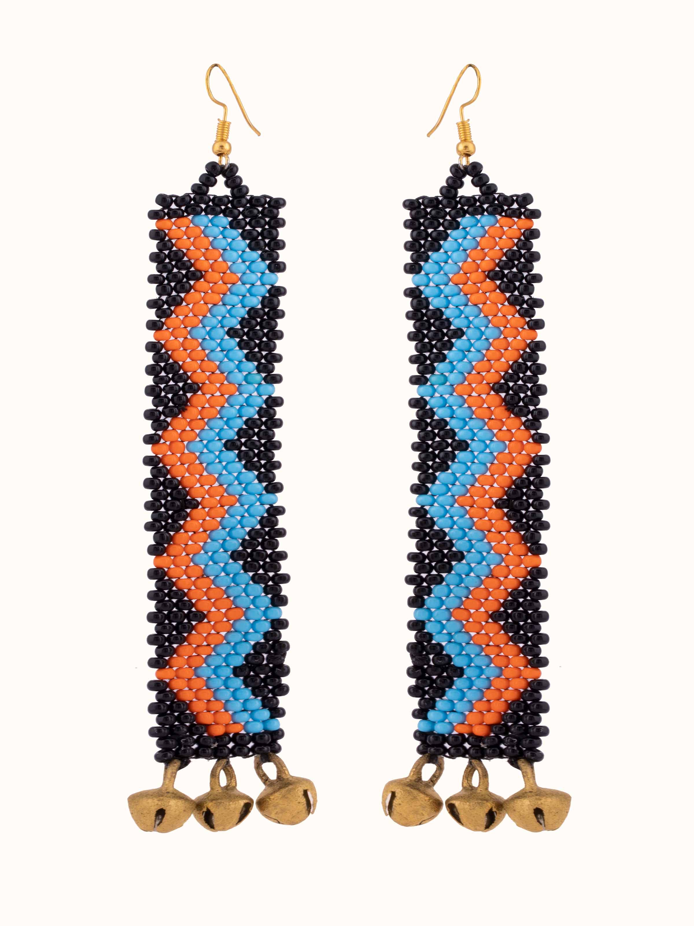Front view of Bead Drop Earrings showcasing vibrant beads and detailed design.