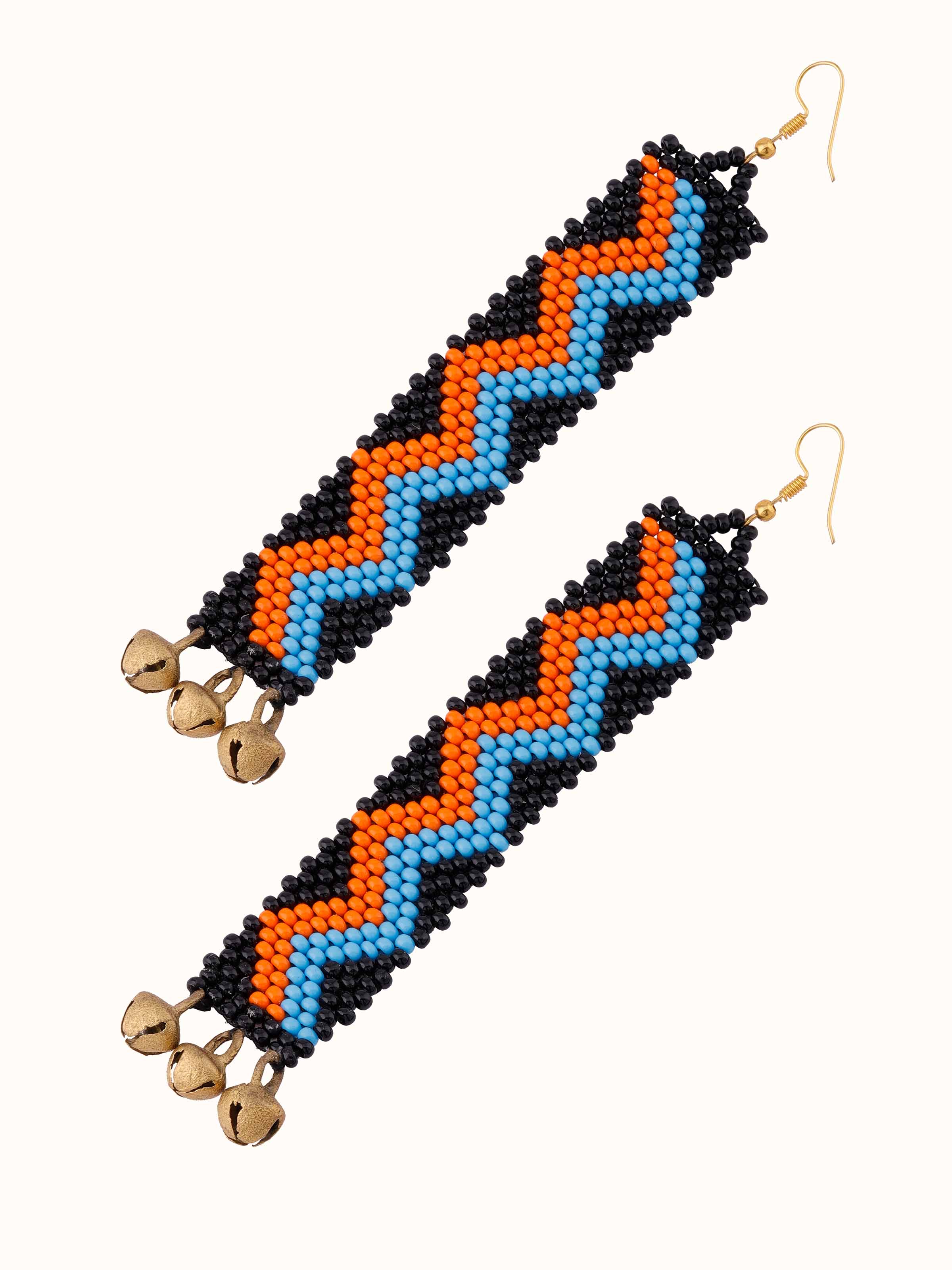 Angled view of Bead Drop Earrings showcasing their vibrant beads and design.