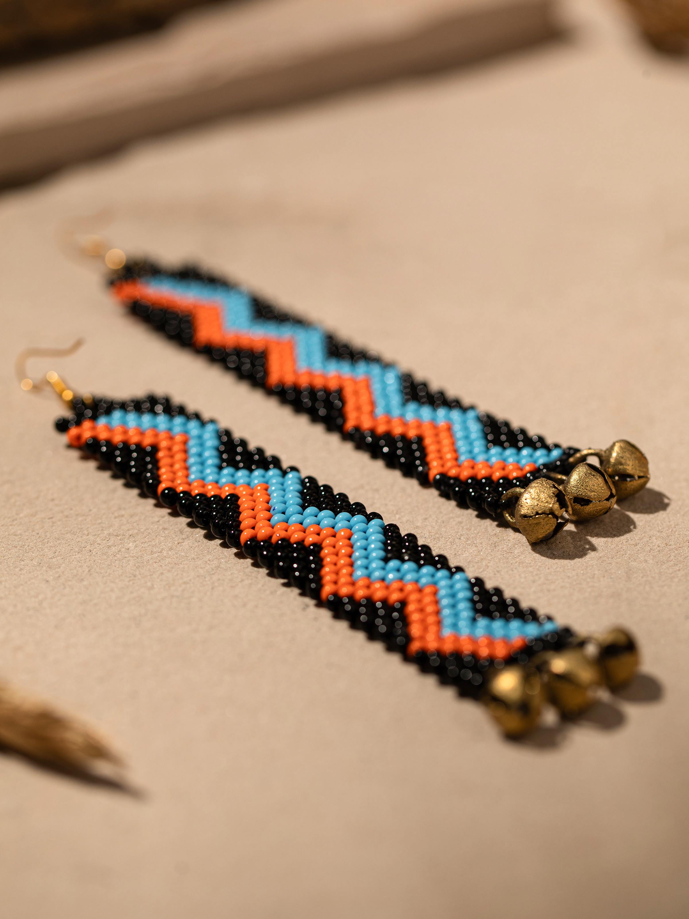 Back view of Bead Drop Earrings highlighting their clasp and bead arrangement.