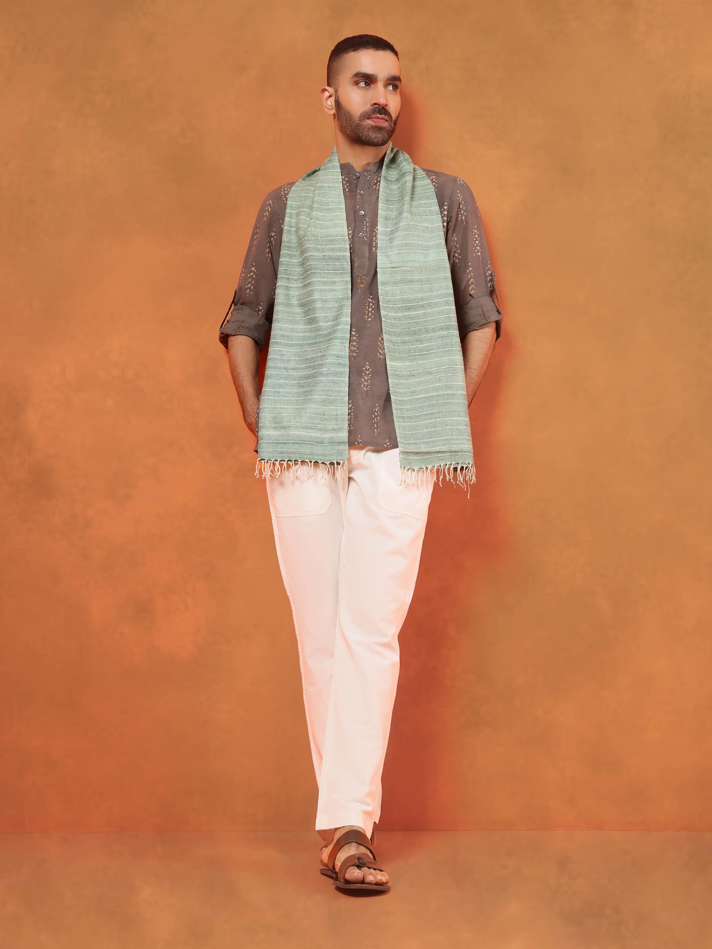 Lifestyle shot showcasing the soft drape and soothing pastel tone that elevates any look.