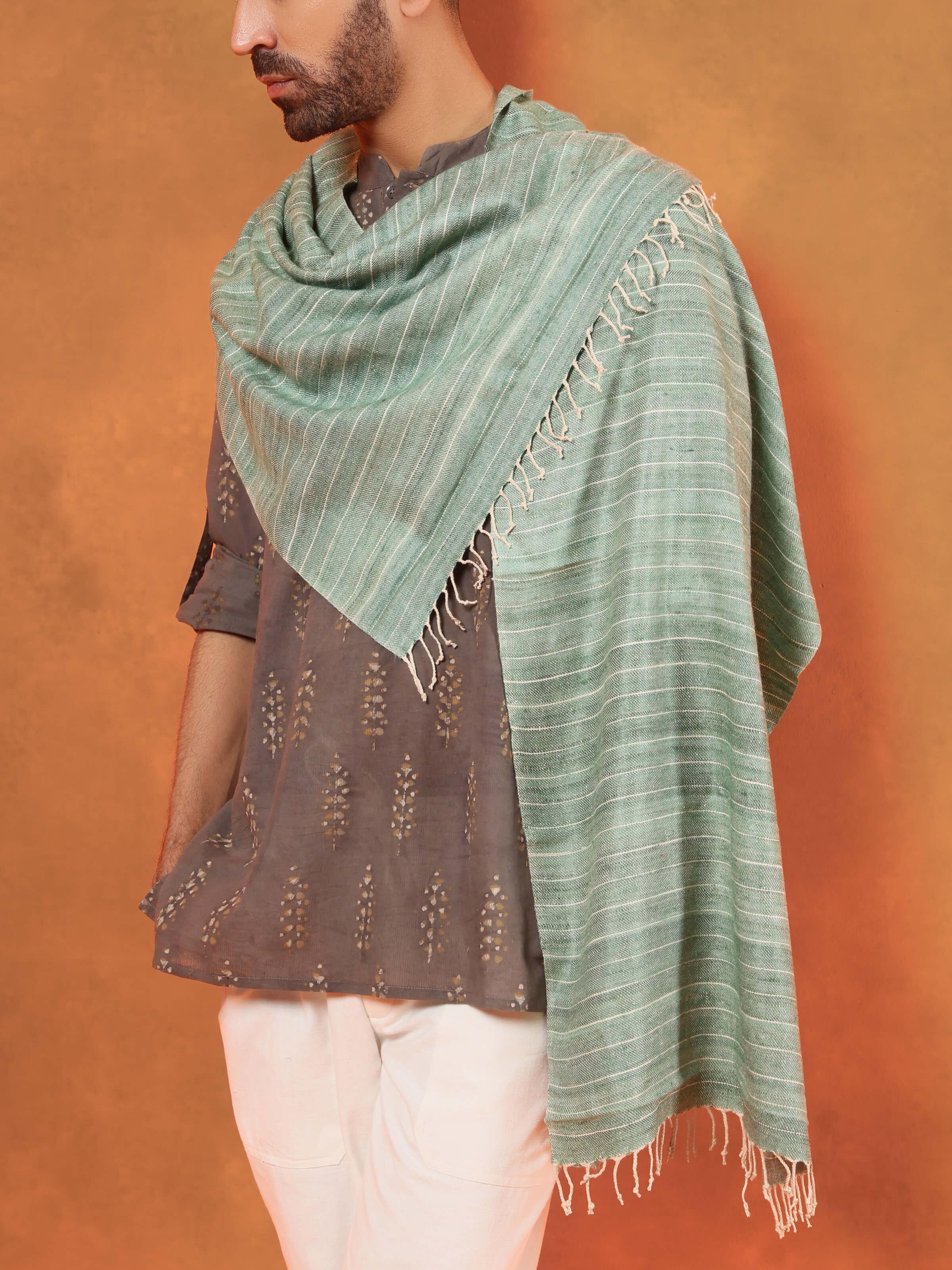 Close-up highlighting the fine silk weave and rich texture of this beautiful stole.