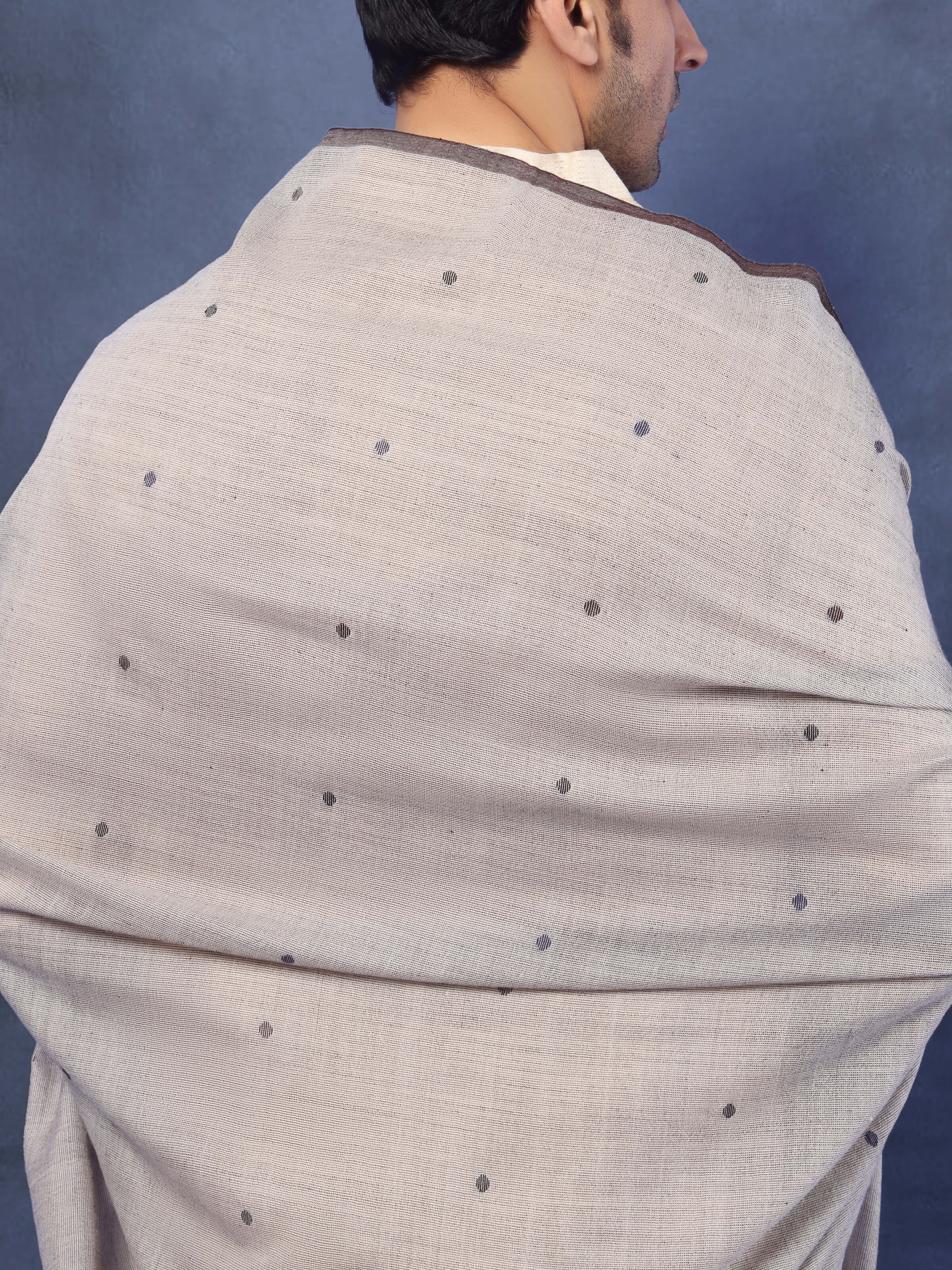 Beige Woollen Bengal Jamdani Shawl