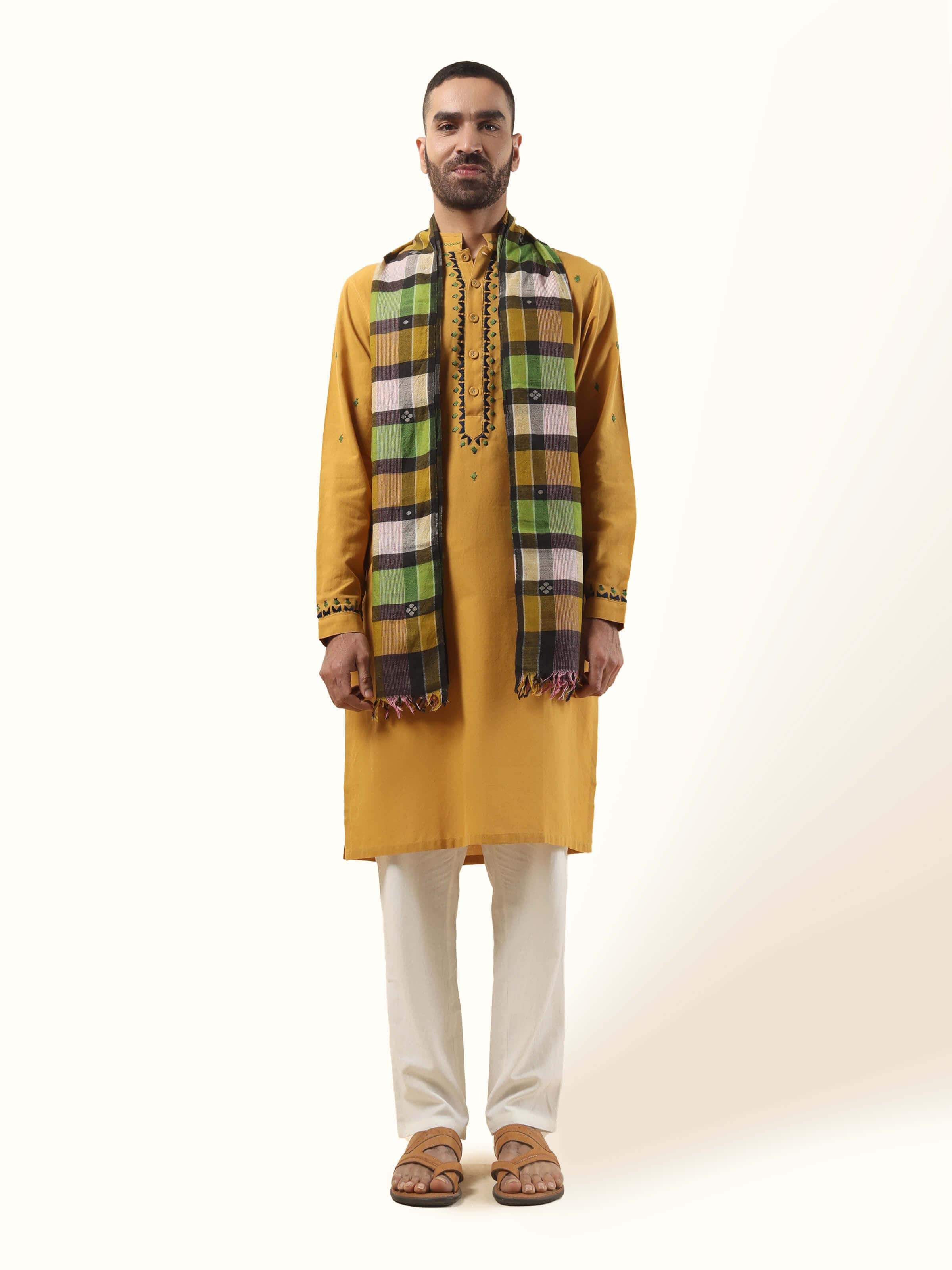 Green Woollen Bengal Jamdani Stole