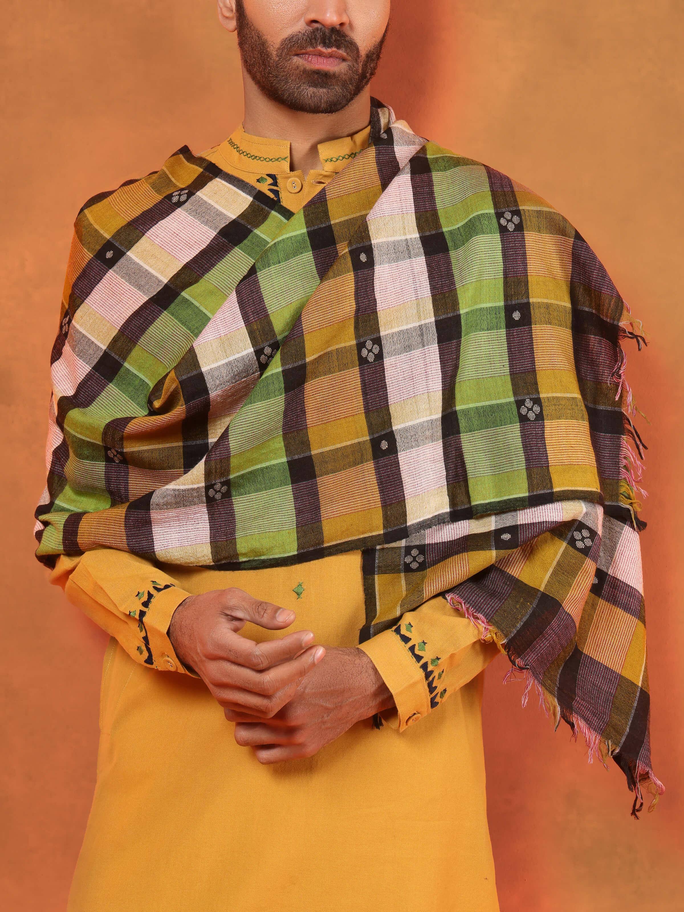 Green Woollen Bengal Jamdani Stole