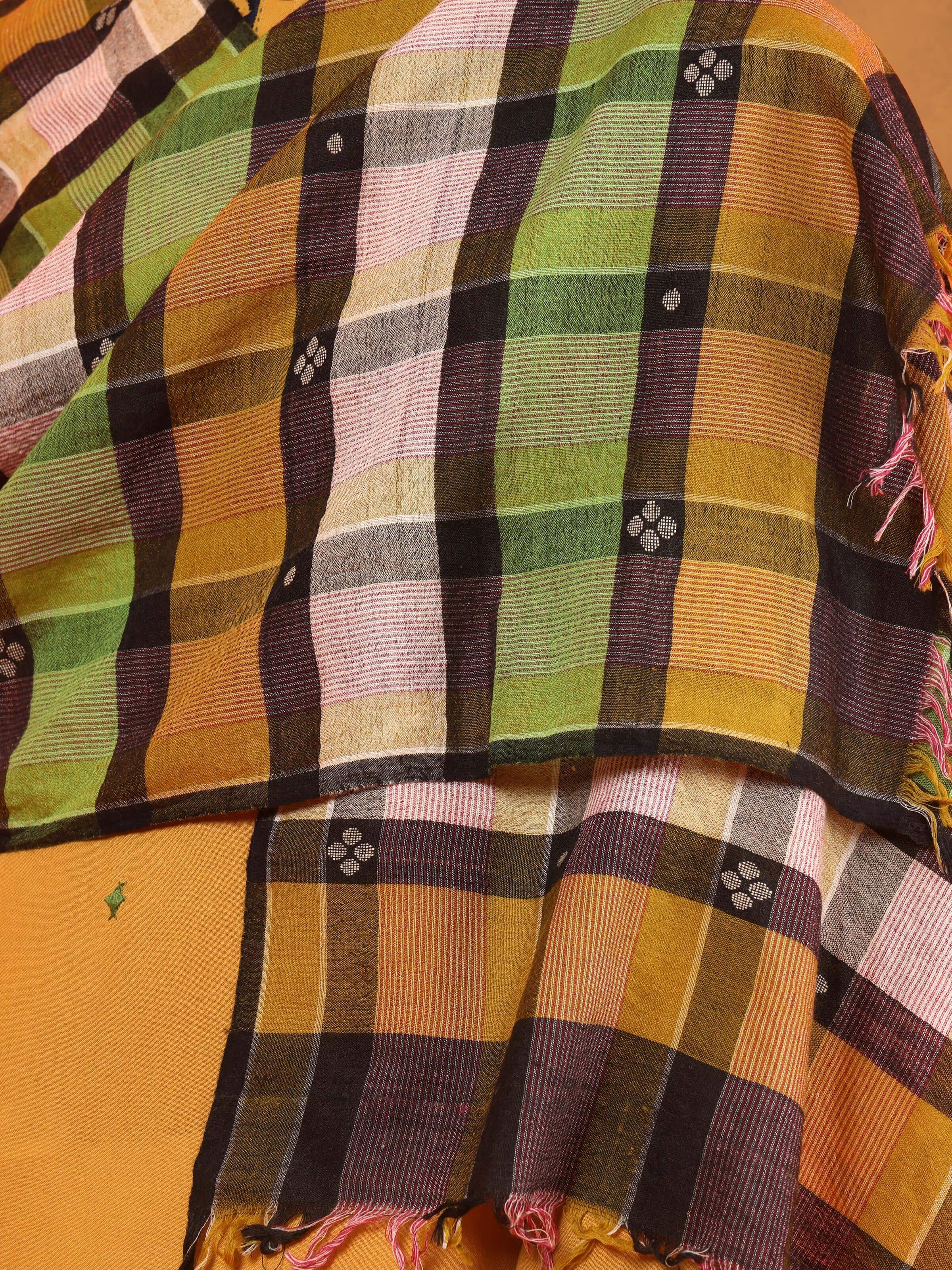 Green Woollen Bengal Jamdani Stole