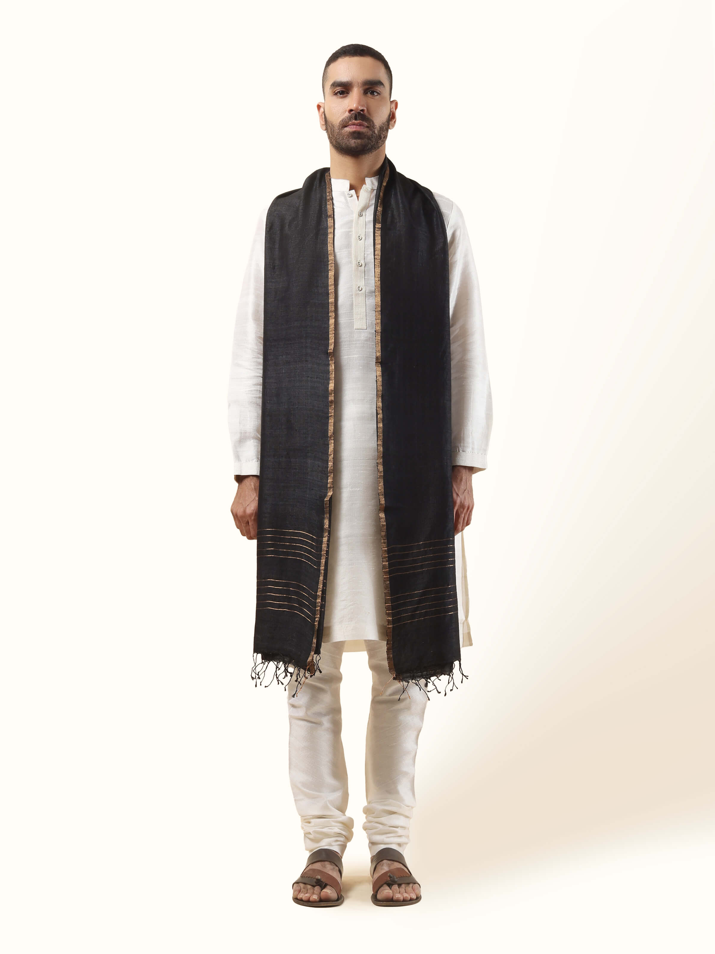 Black Matka Silk Stole