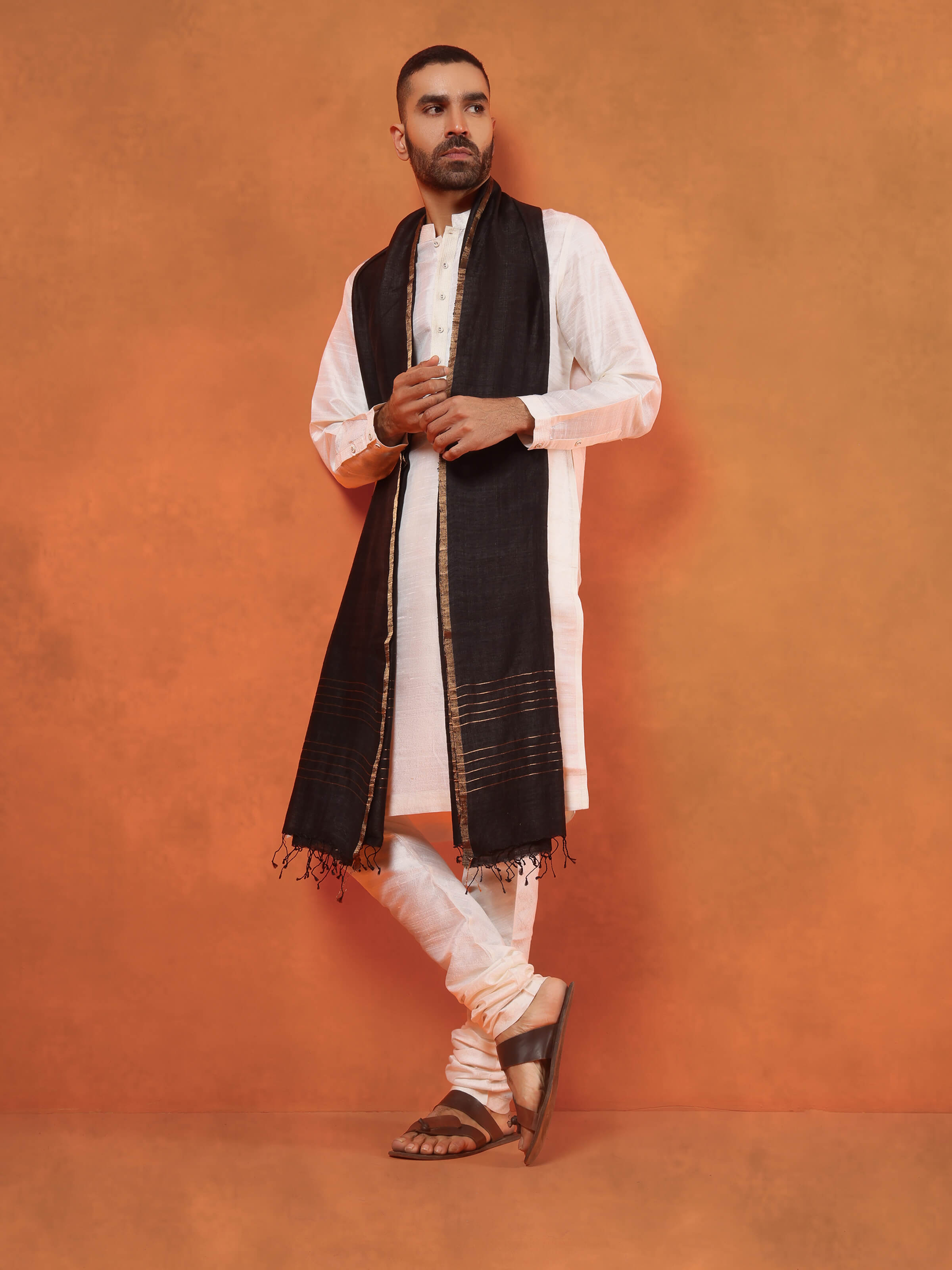 Black Matka Silk Stole