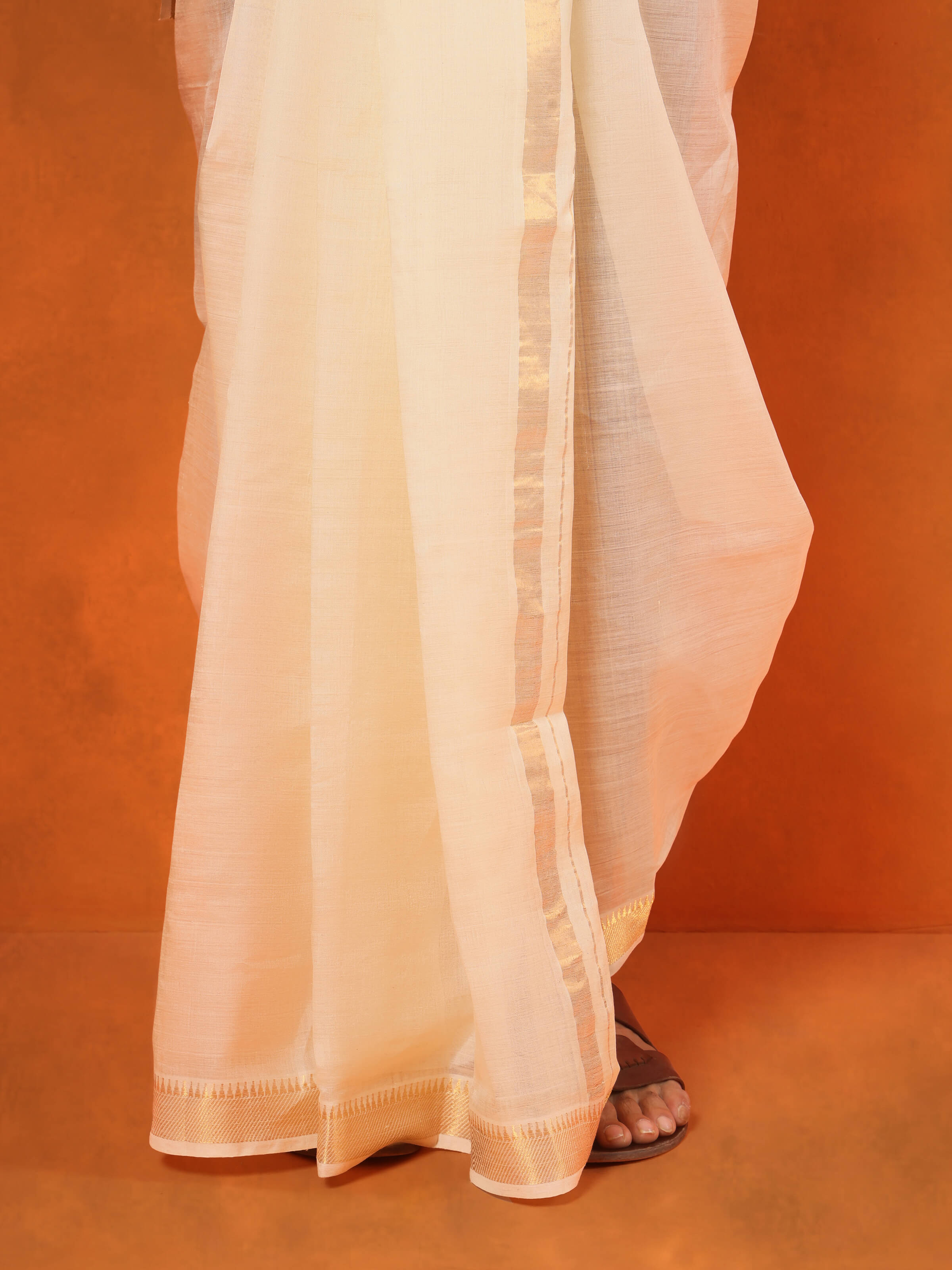 Off-white Cotton Mangalagiri Angavastram Set (2Pcs)