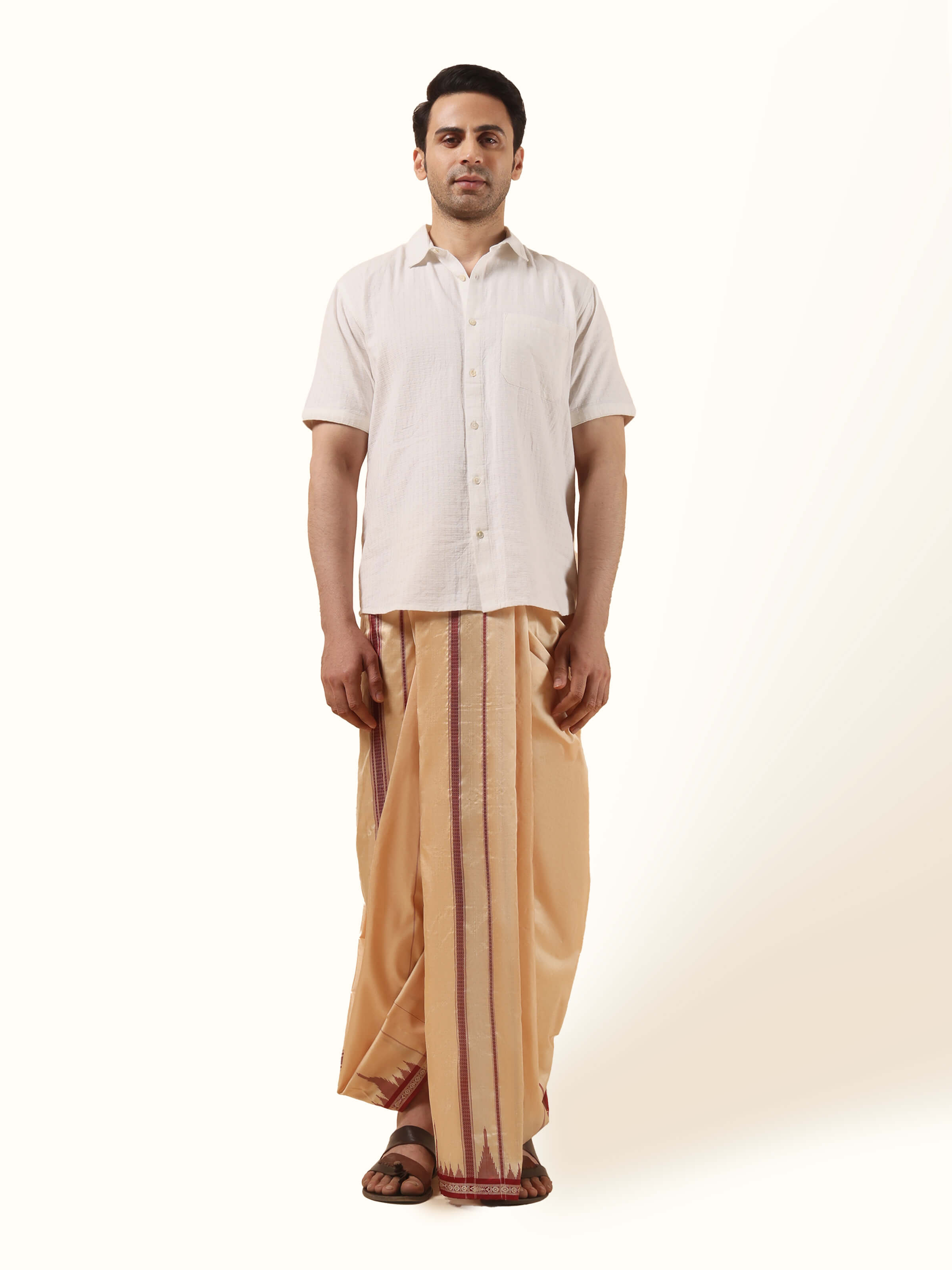 Light Yellow Mulberry Silk Unstitched Dhoti
