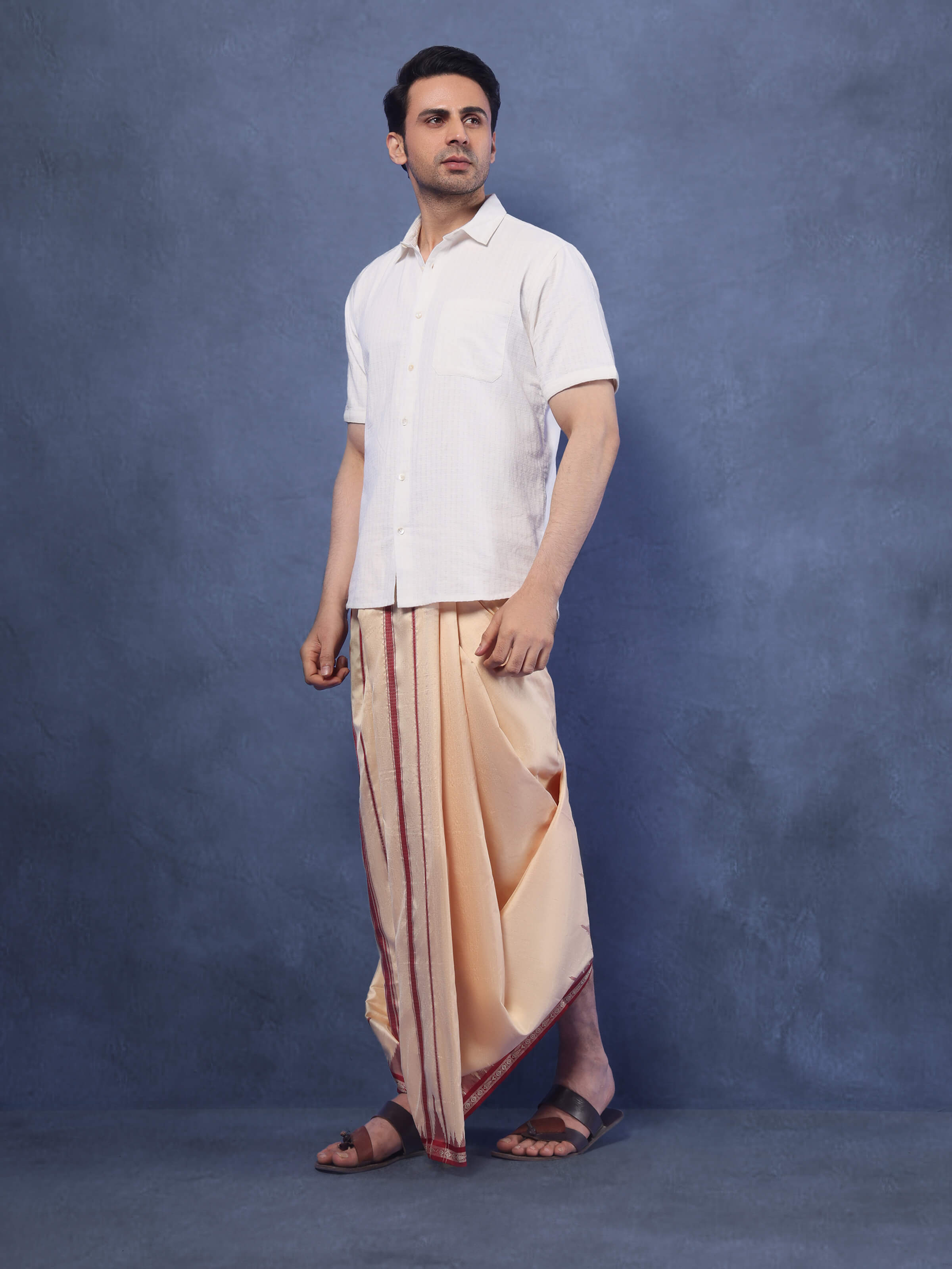 Light Yellow Mulberry Silk Unstitched Dhoti