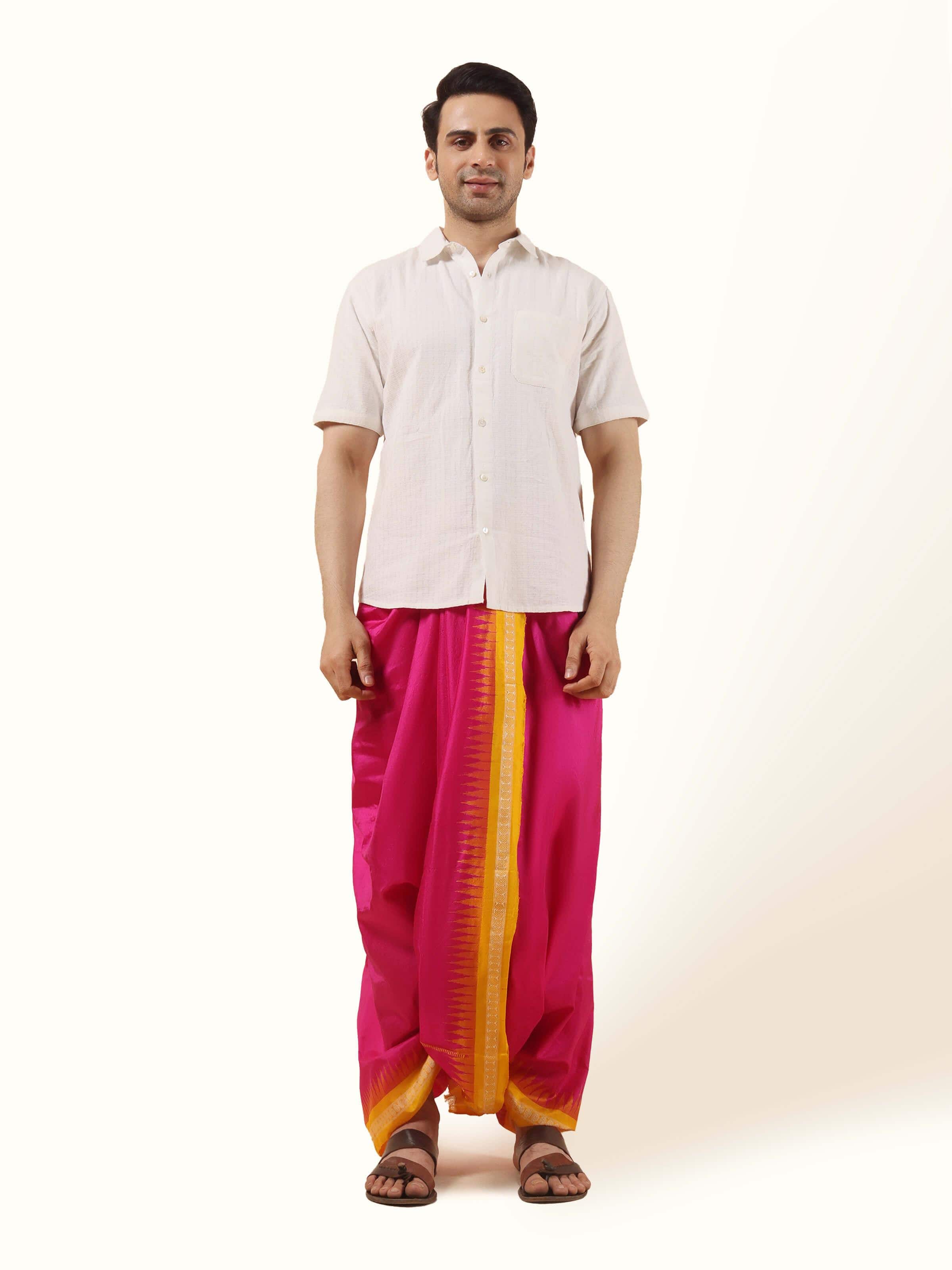 Front view featuring the plush pink Mulberry silk fabric, promising comfort and a timeless look.