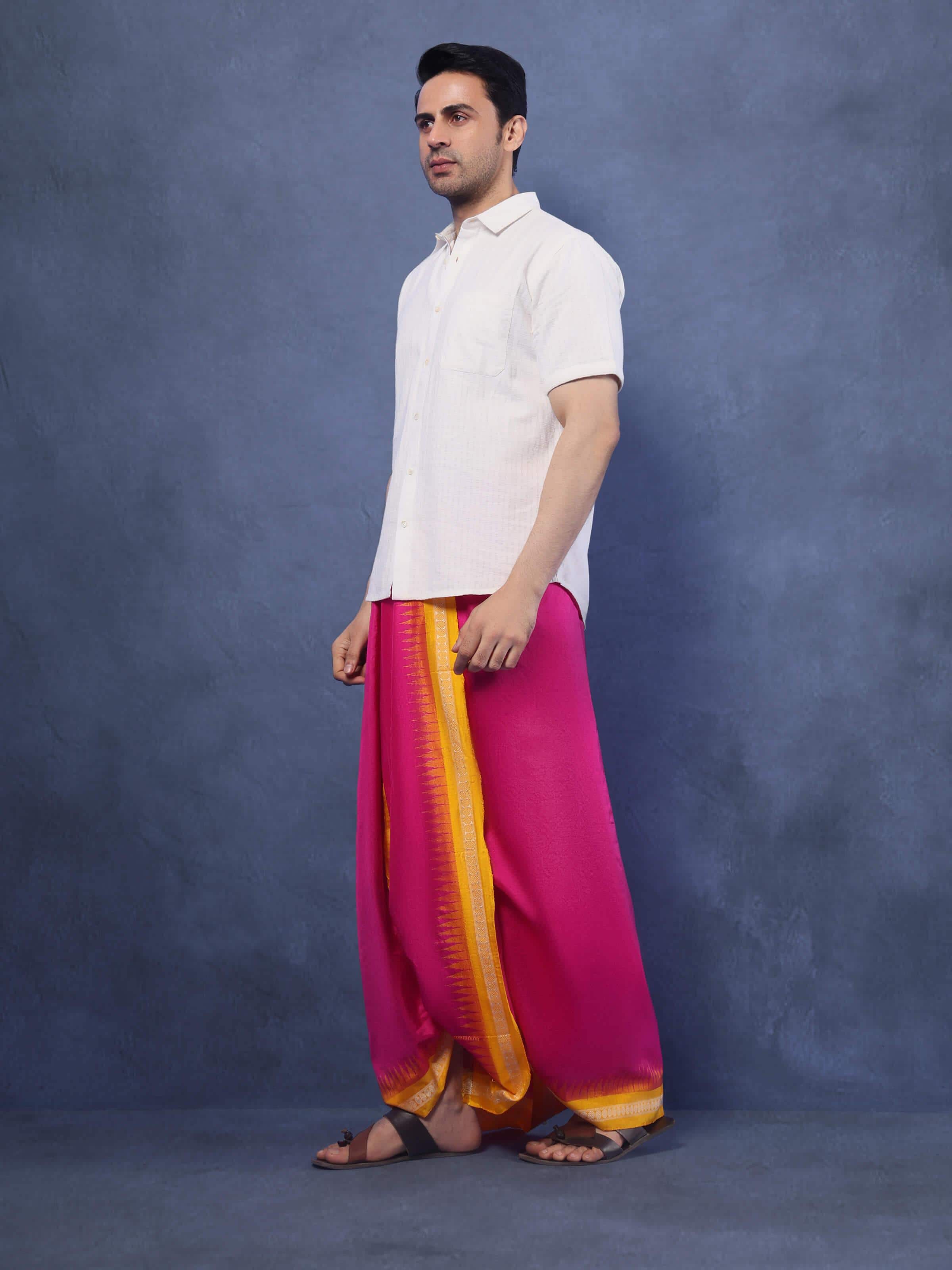 Lifestyle shot illustrating the graceful drape and traditional silhouette.