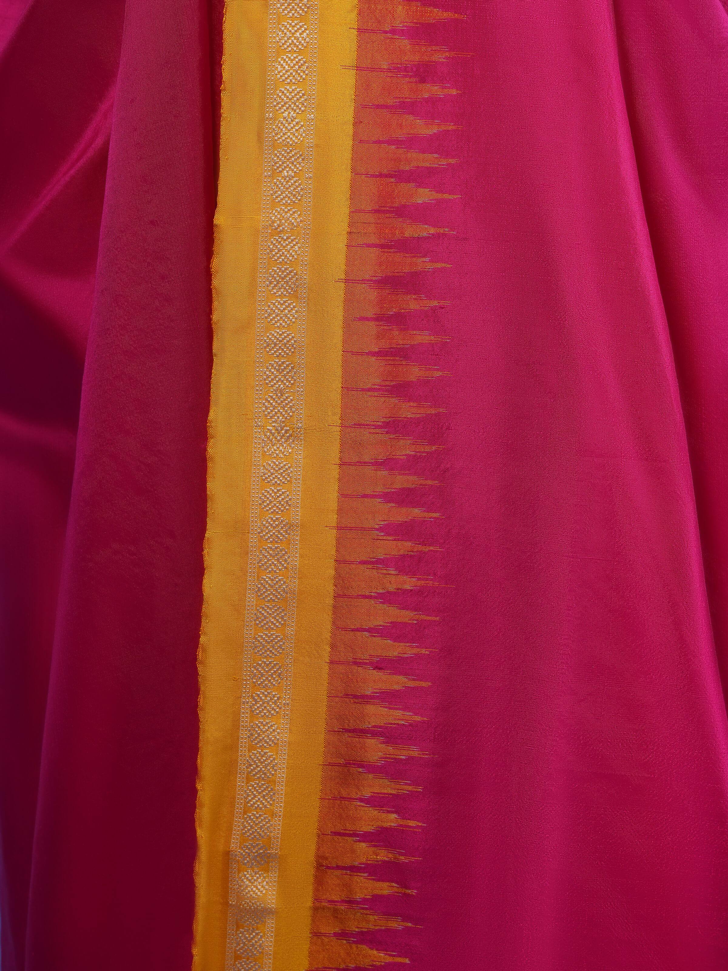 Side profile capturing the relaxed yet classic elegance of this unstitched dhoti.