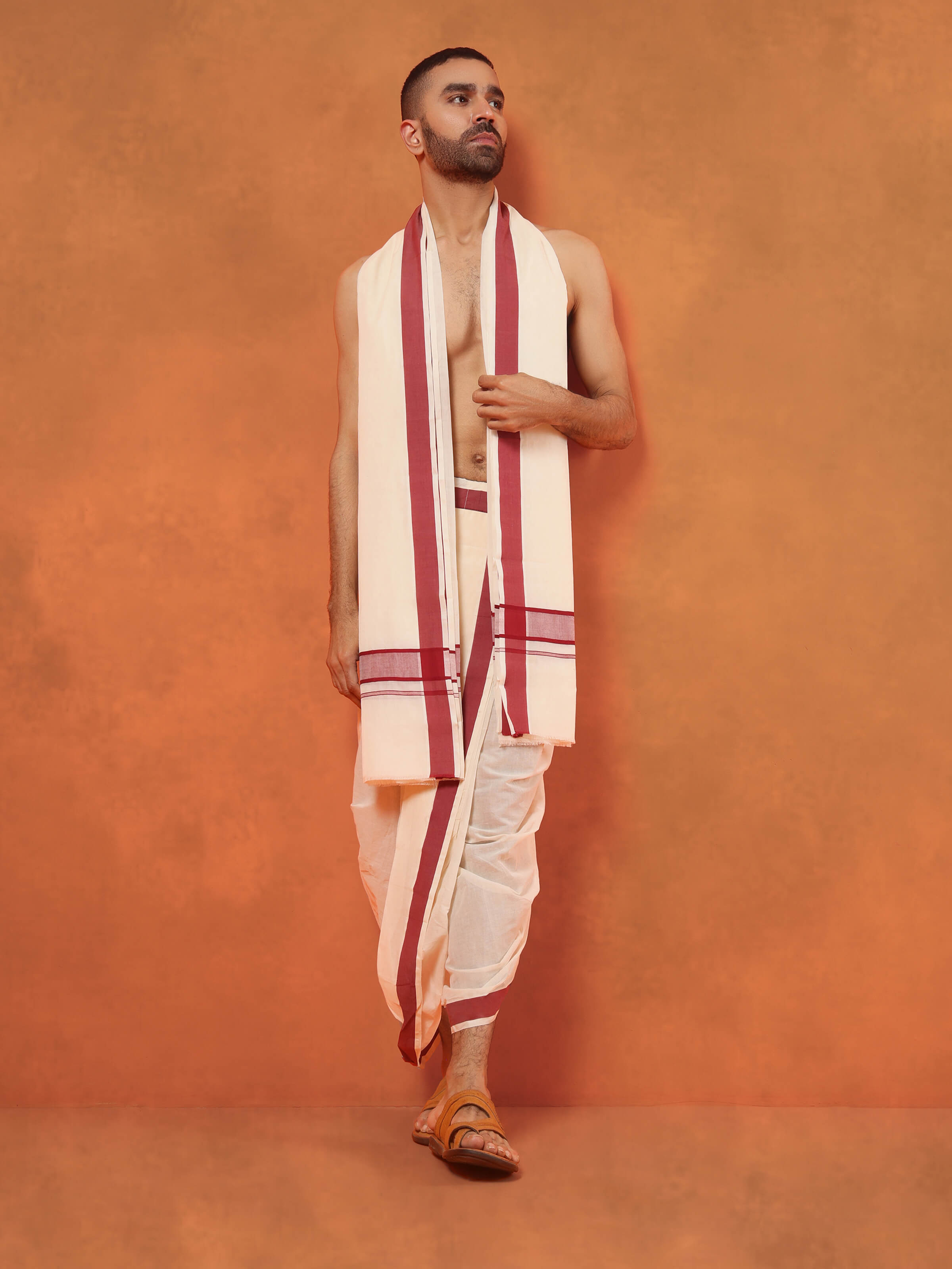 Red Cotton Angavastram Set (2Pcs)