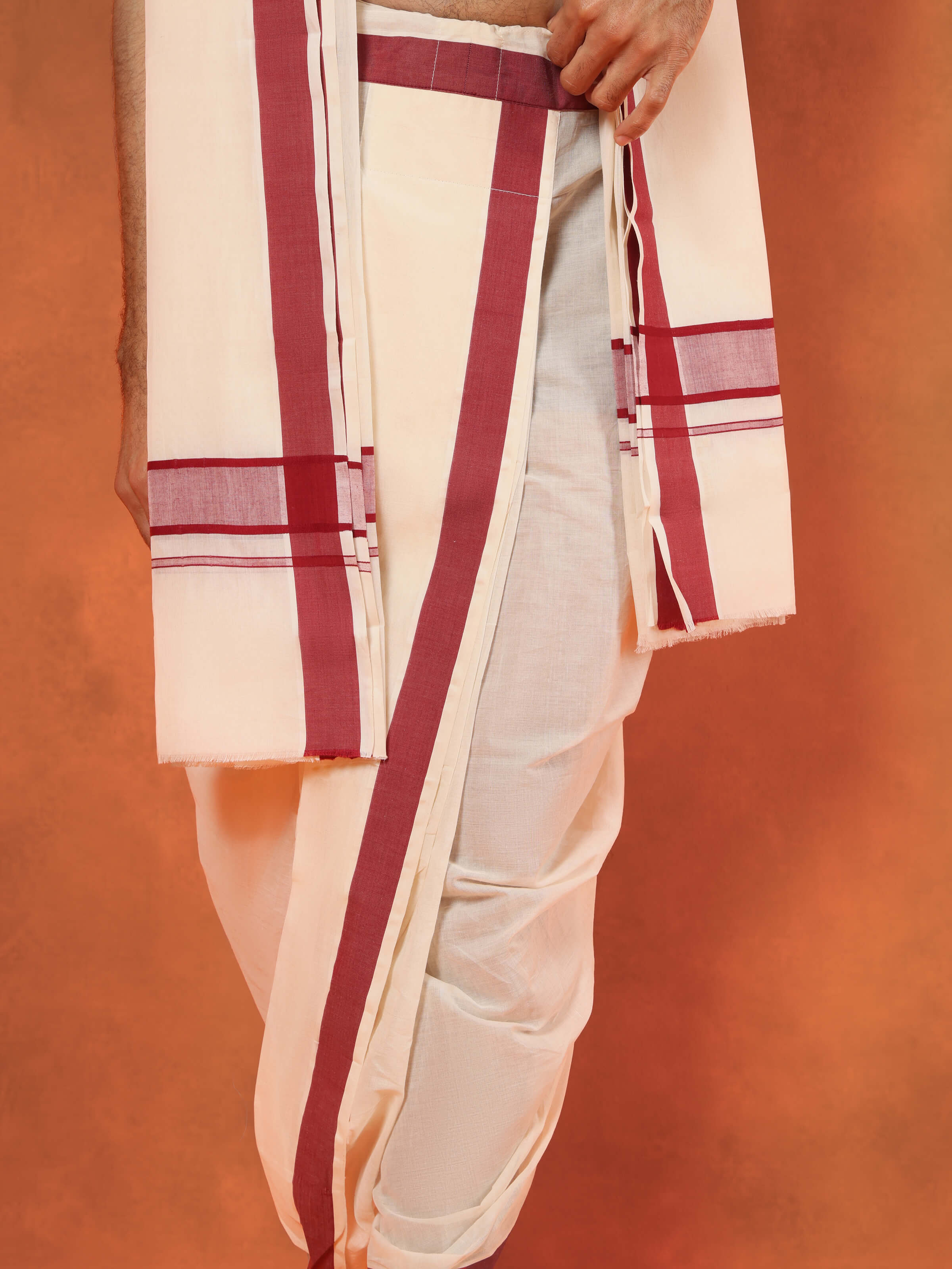 Red Cotton Angavastram Set (2Pcs)