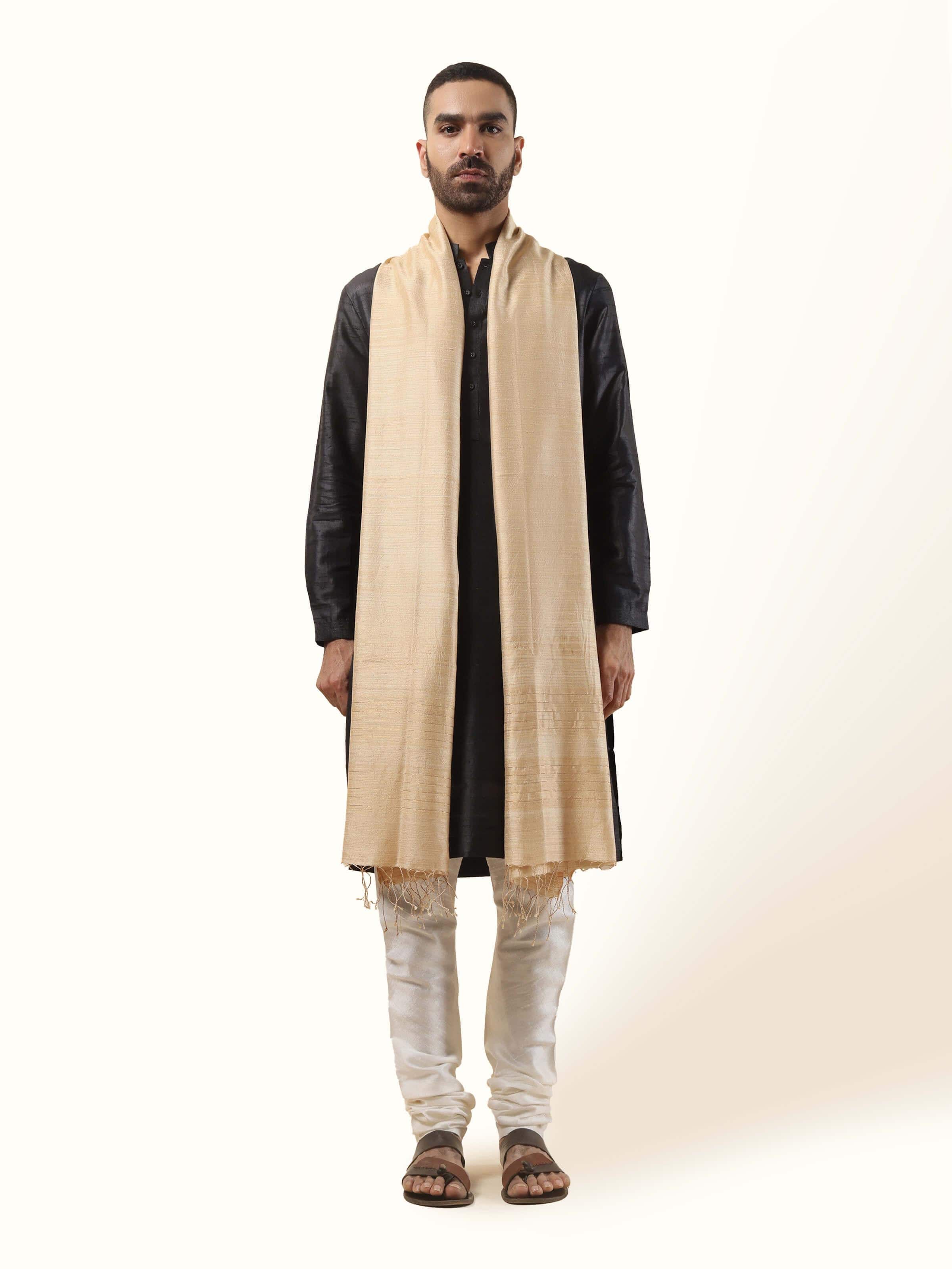 Beige Matka Silk Stole