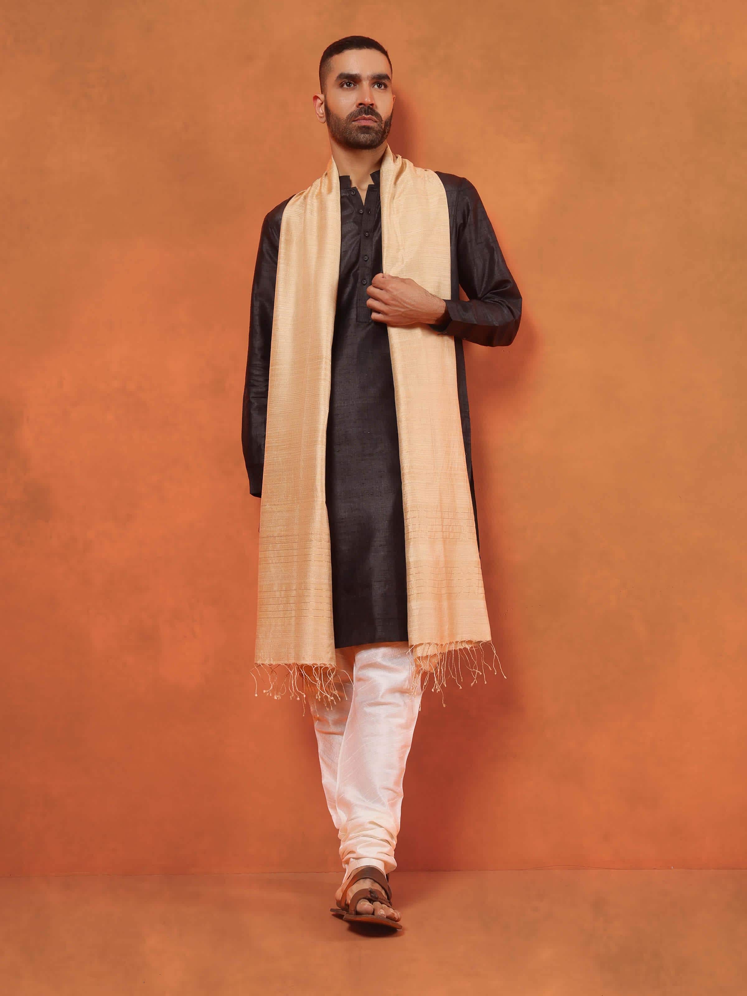 Beige Matka Silk Stole