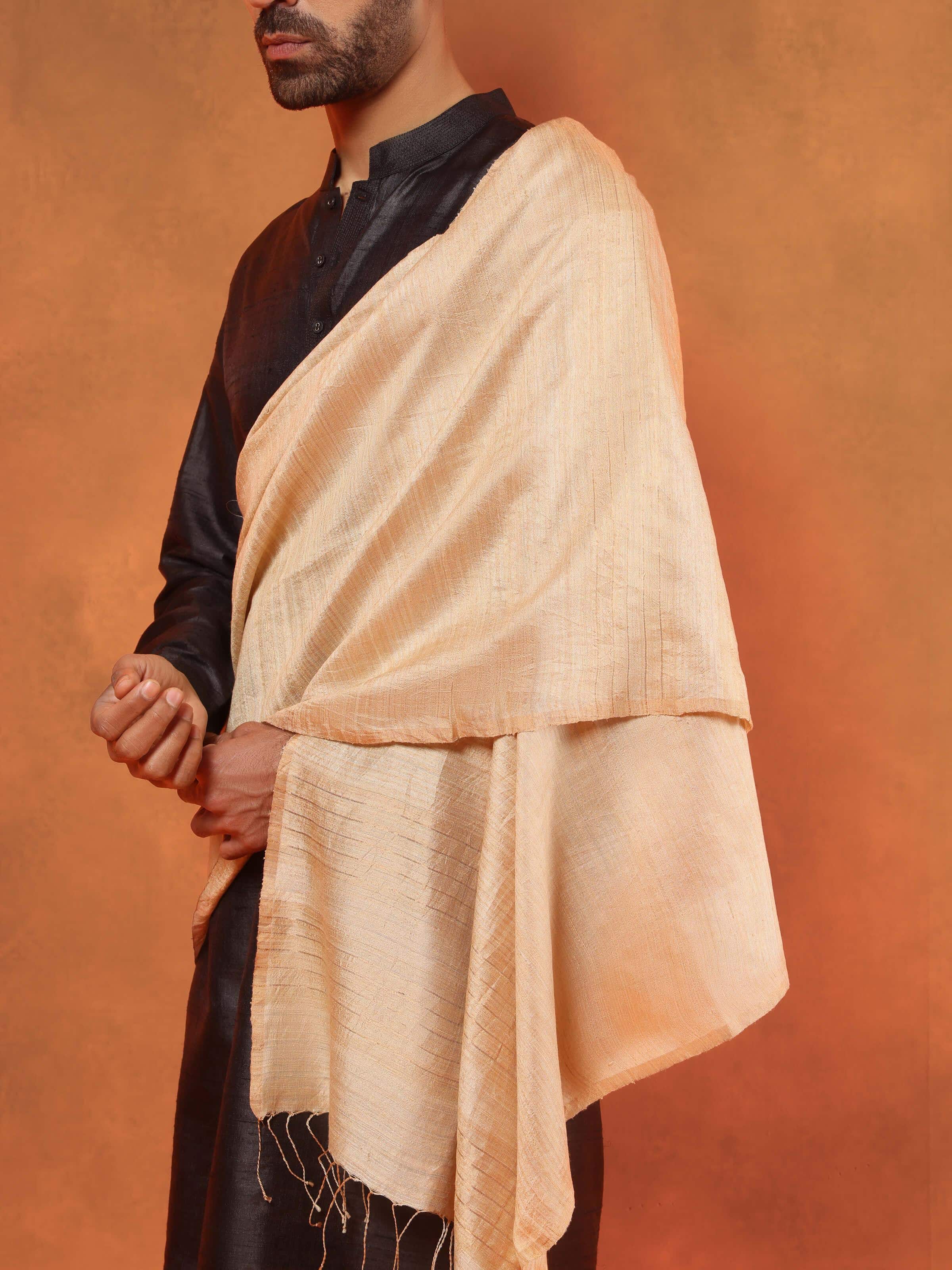 Beige Matka Silk Stole