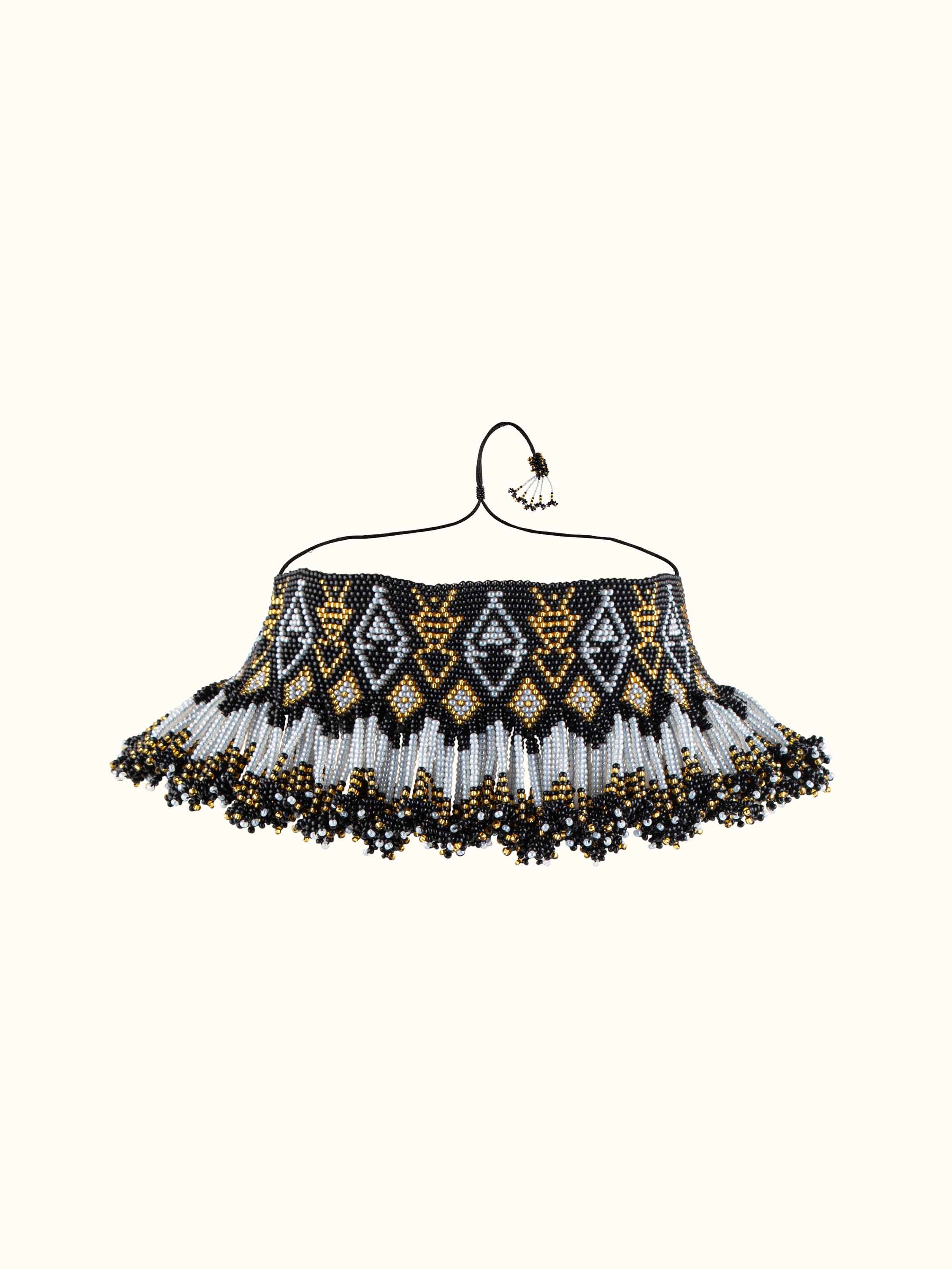 Front view of Glass Beads Choker showcasing colorful glass beads and elegant design.