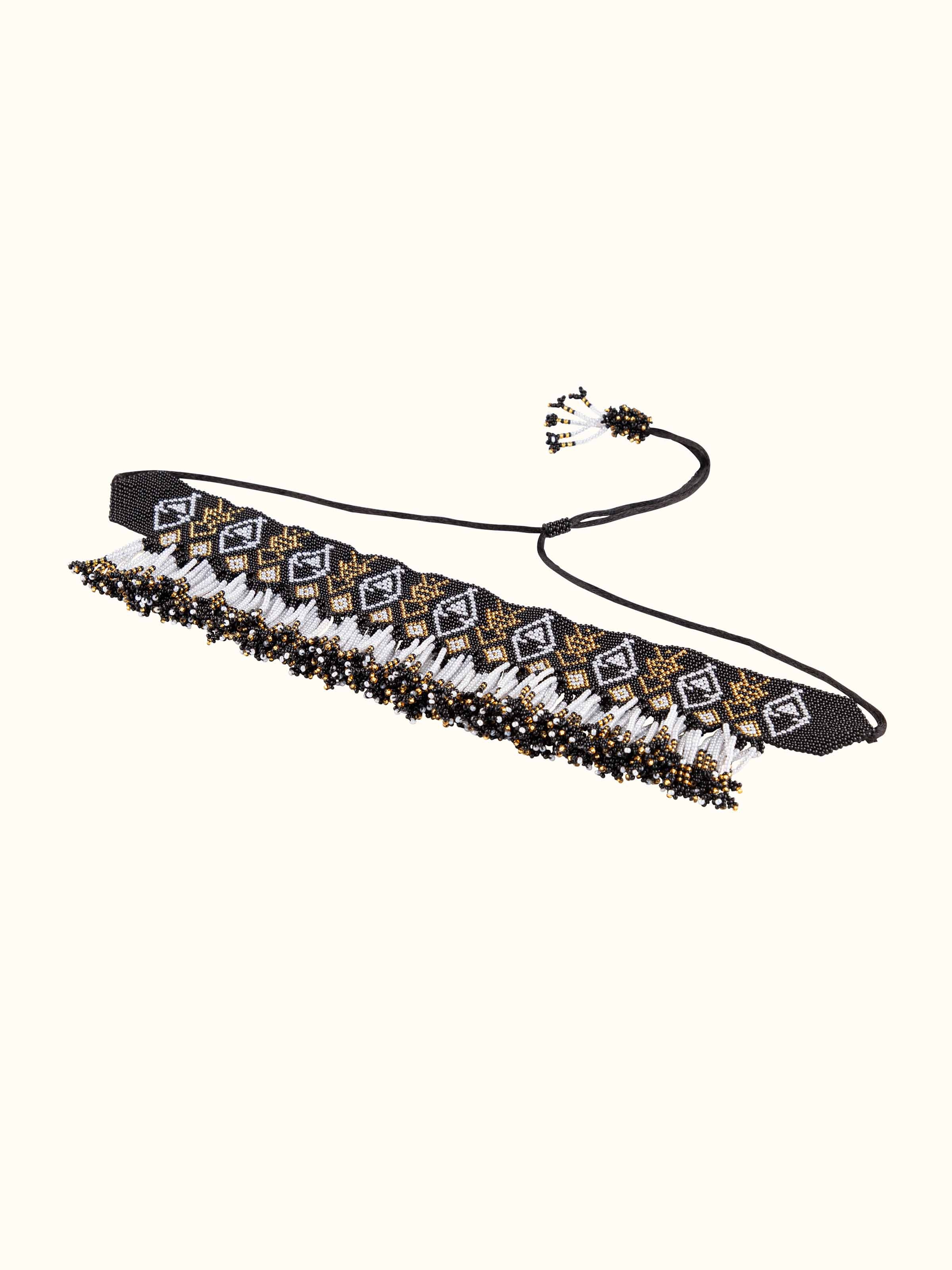 Angled view of Glass Beads Choker highlighting the colorful beads and stylish finish.