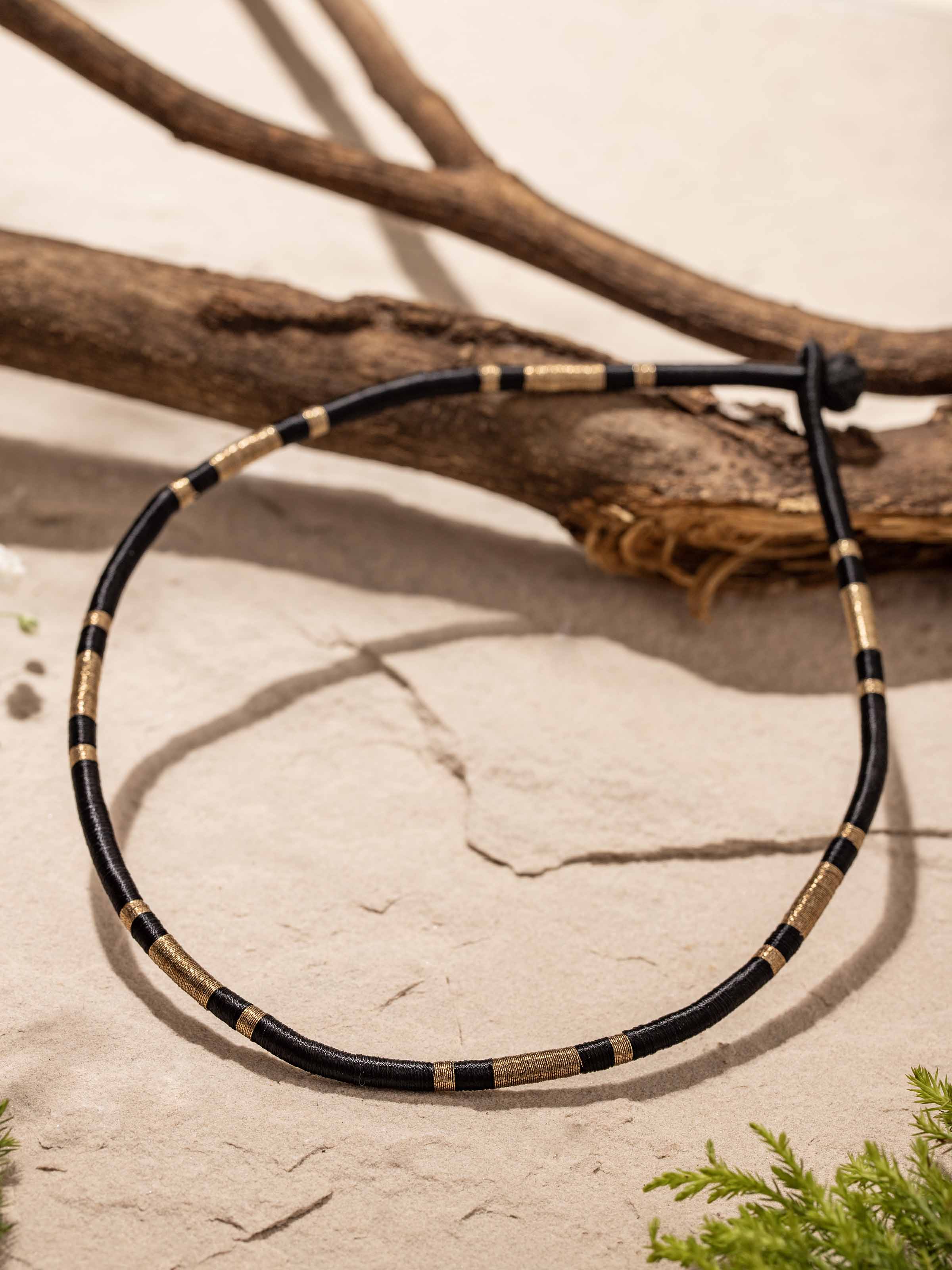 Close-up of Patwa Collar Necklace highlighting the detailed beadwork and artisanal design.