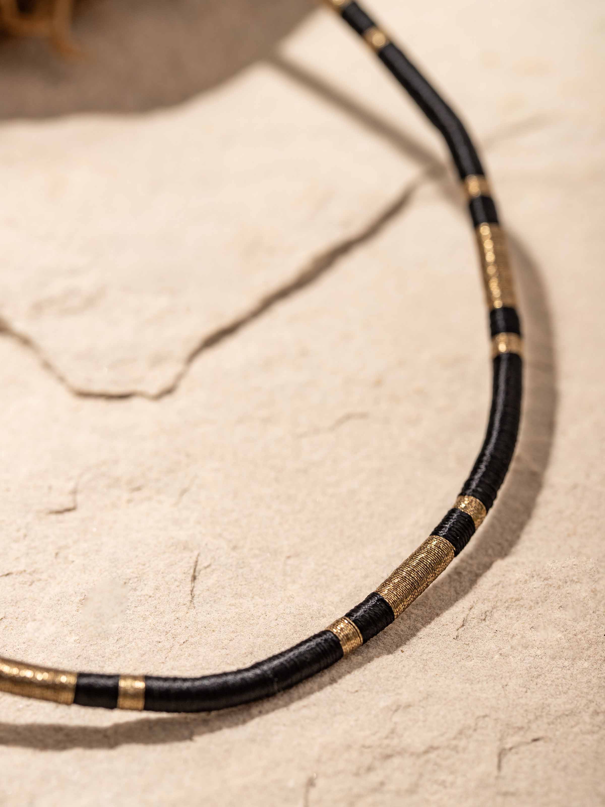 Detailed image of Patwa Collar Necklace emphasizing the intricate beadwork and vibrant colors.