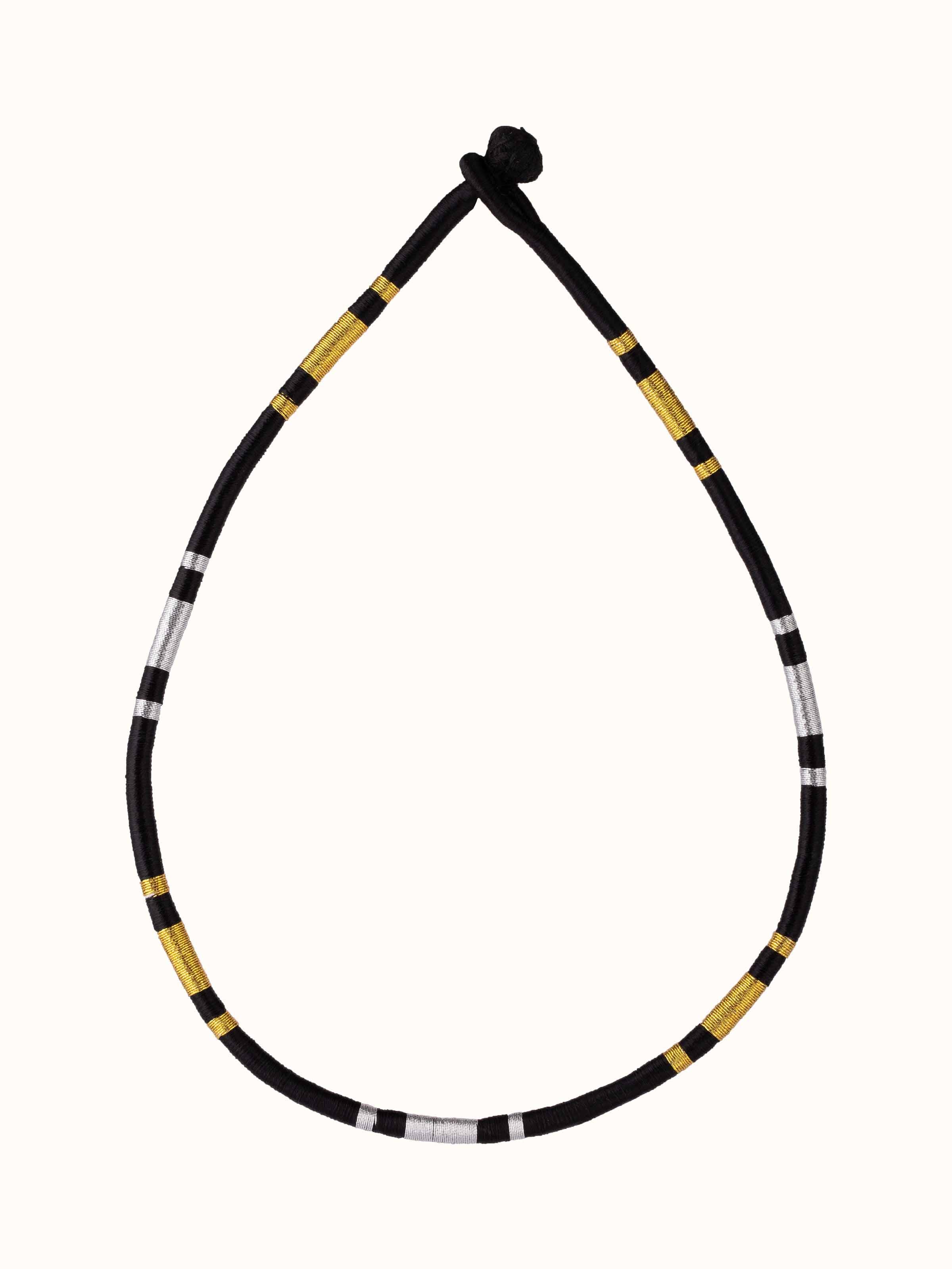Front view of Patwa Collar Necklace featuring colorful threadwork and traditional design.