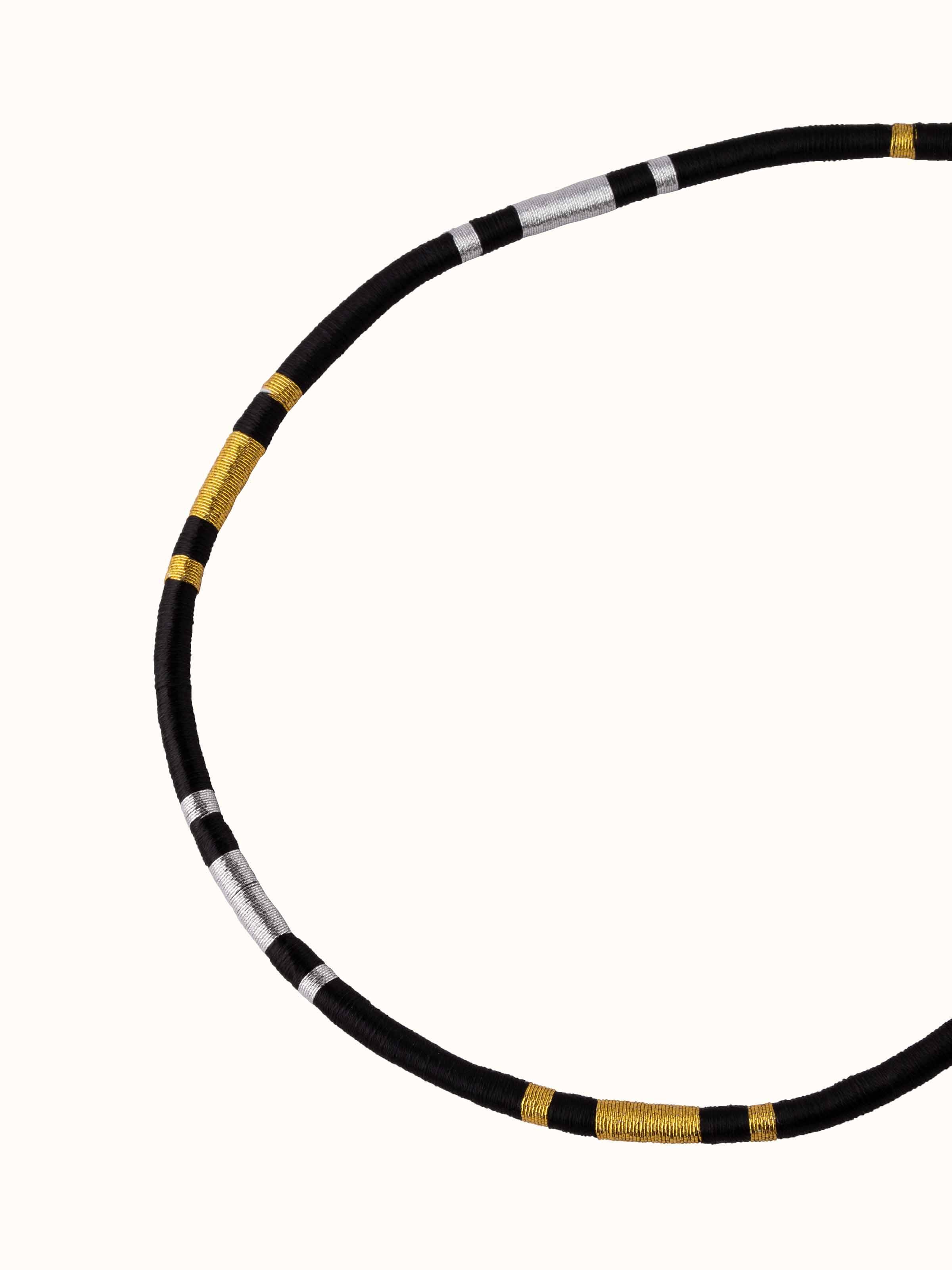 Detailed view of Patwa Collar Necklace focusing on the fine embroidery and unique craftsmanship.