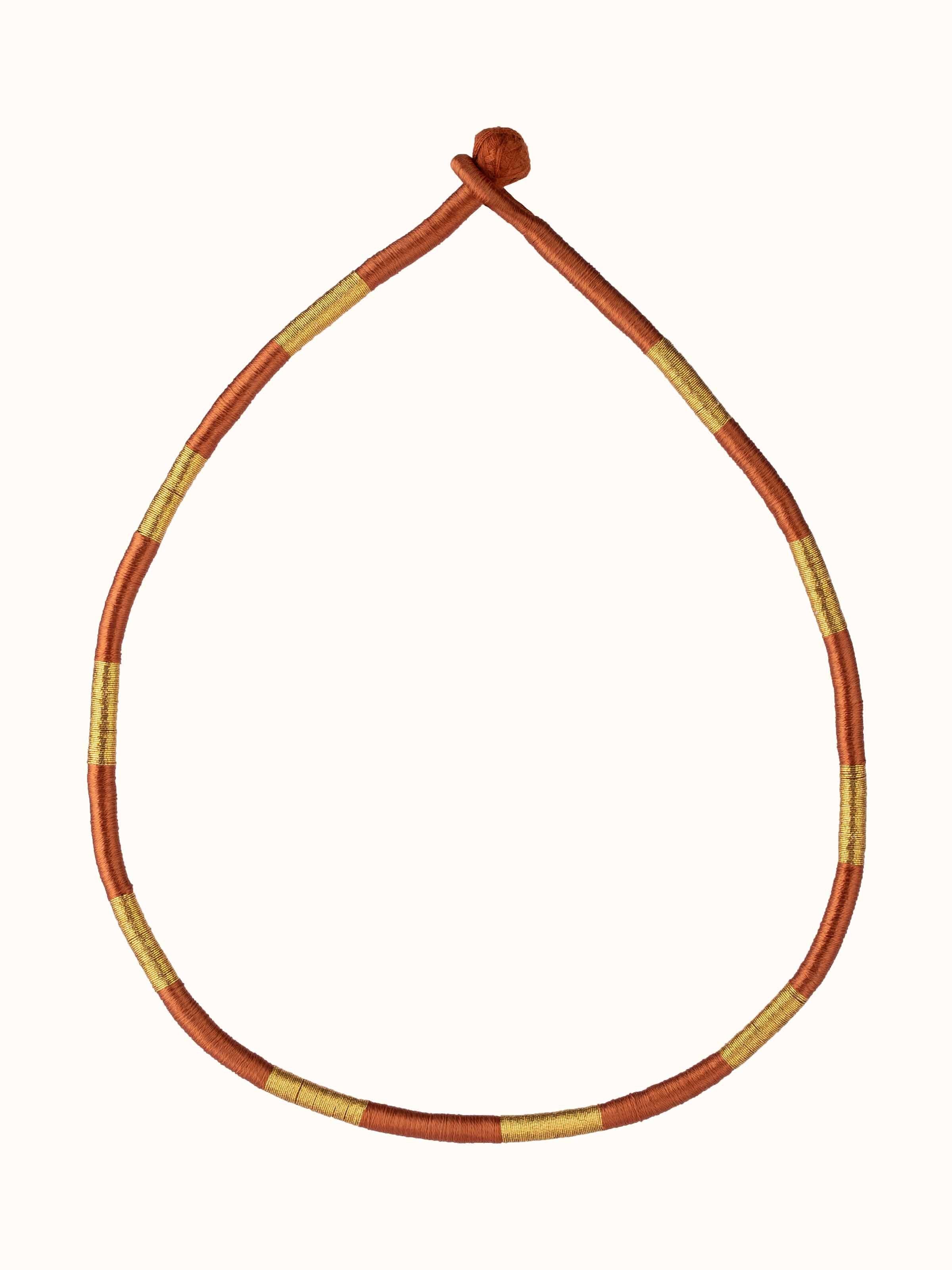 Front view of Patwa Collar Necklace featuring detailed embroidery and intricate design.