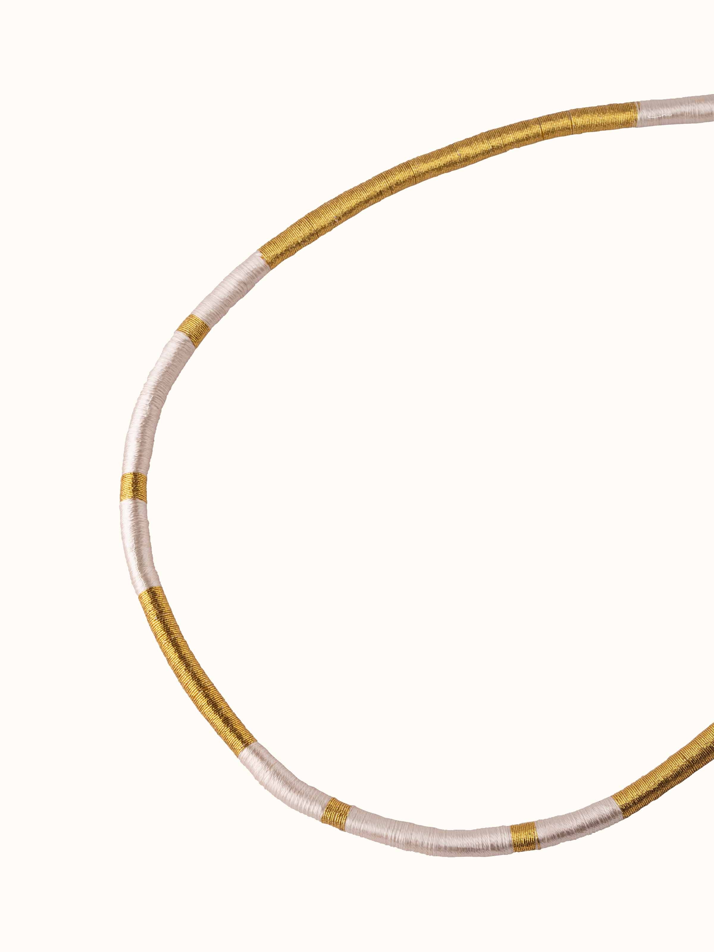 Angled view of Patwa Collar Necklace showcasing its sophisticated design and detailed craftsmanship