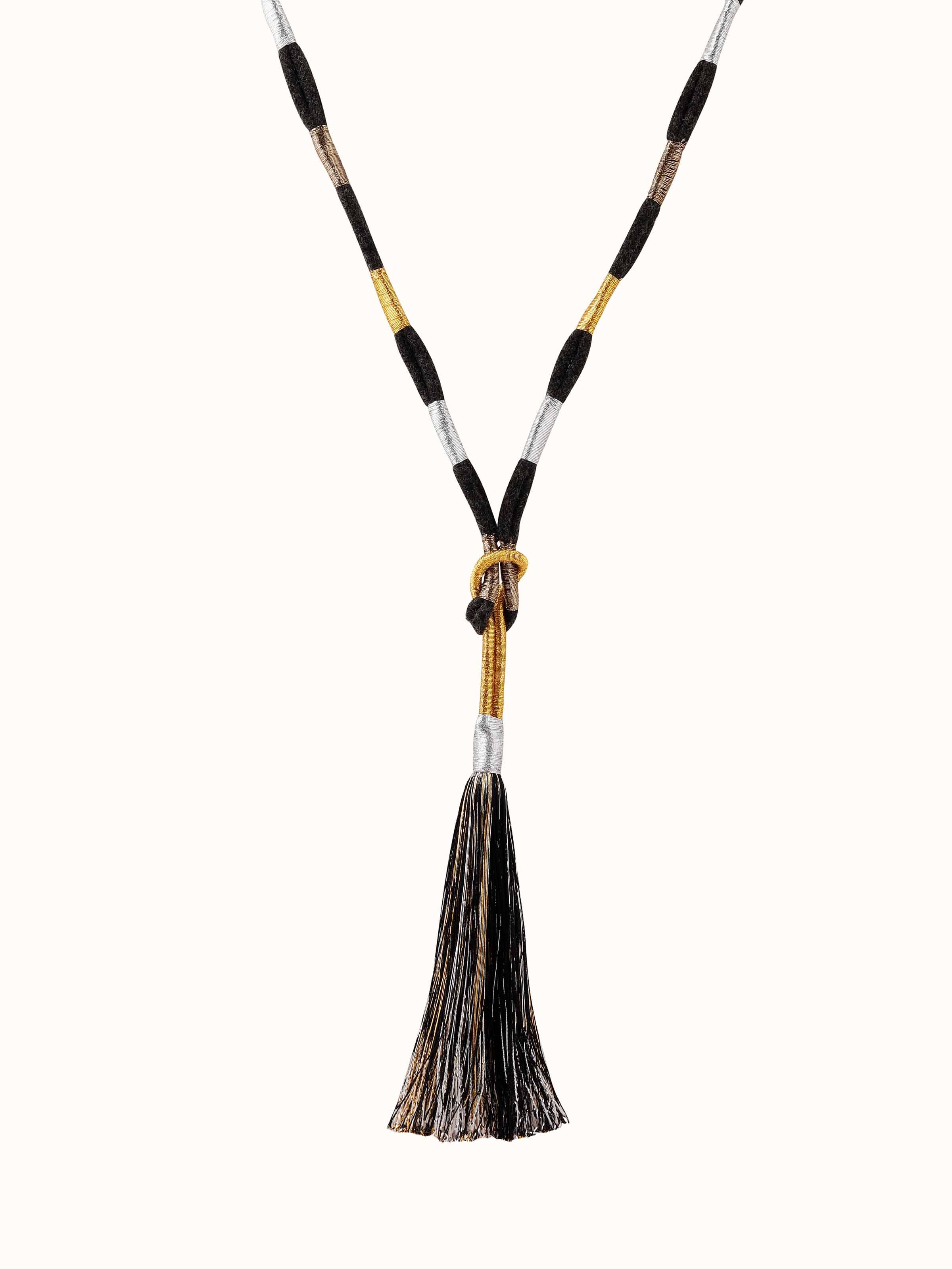 Front view of Patwa Long Necklace showcasing intricate design and pattern.