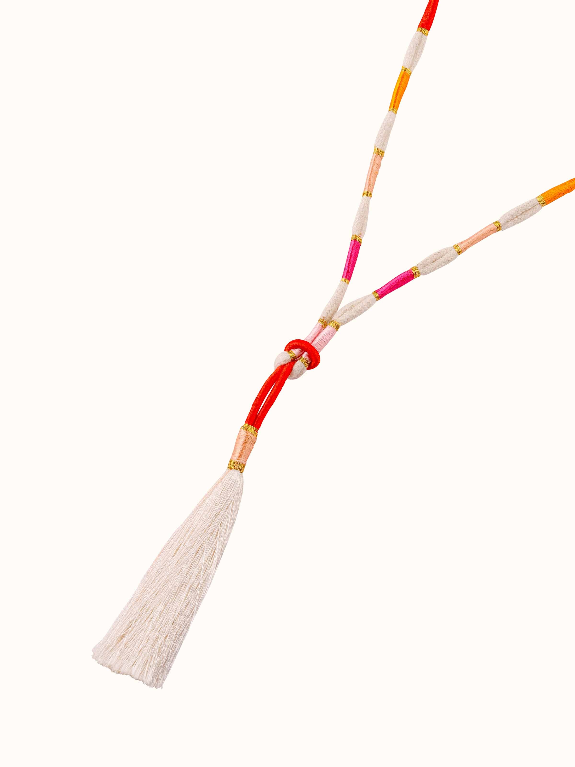 Angled view of Patwa long necklace highlighting its elegant design and craftsmanship