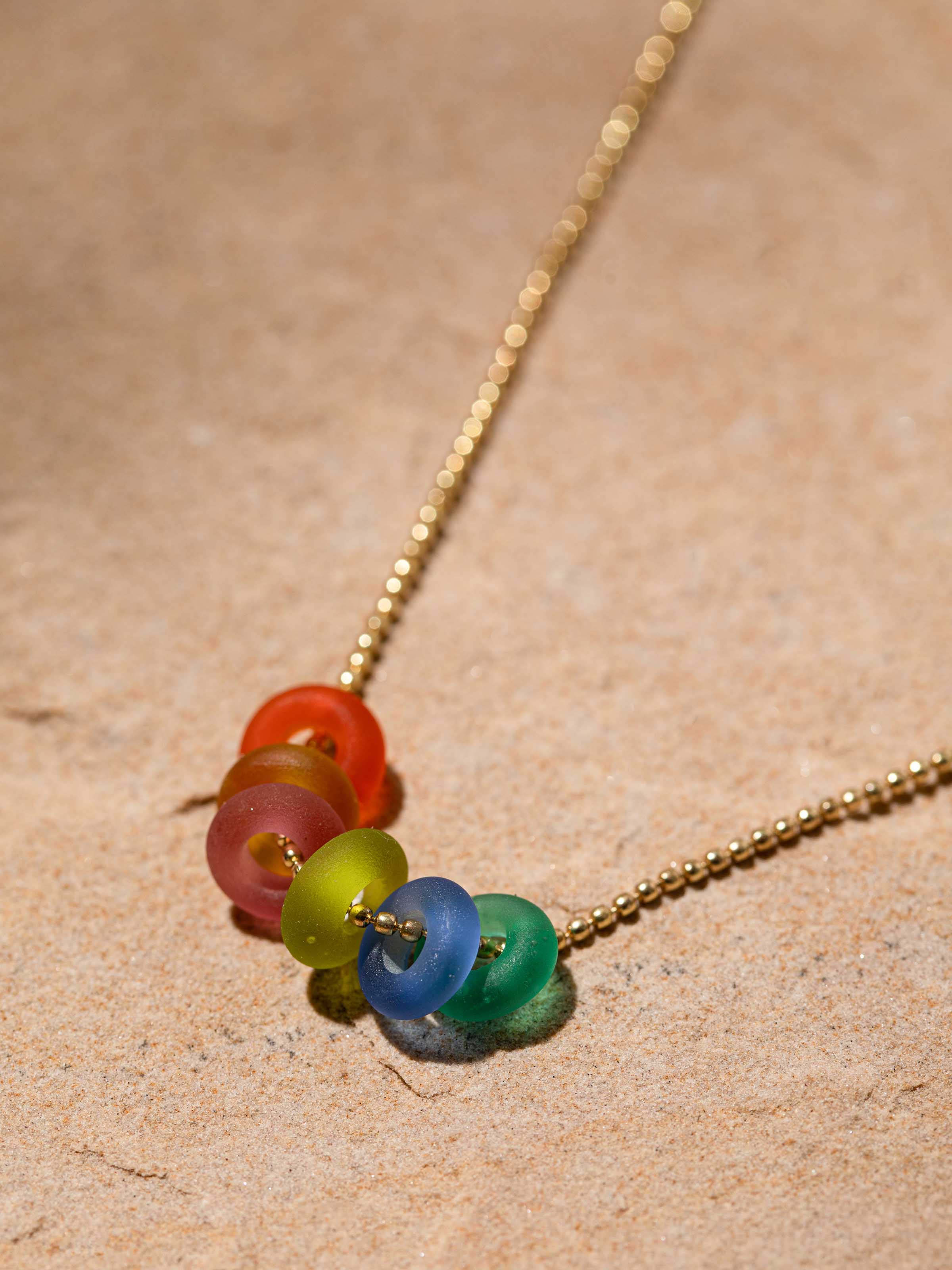 Back view of Glass Bead Collar Necklace showing clasp and design details.