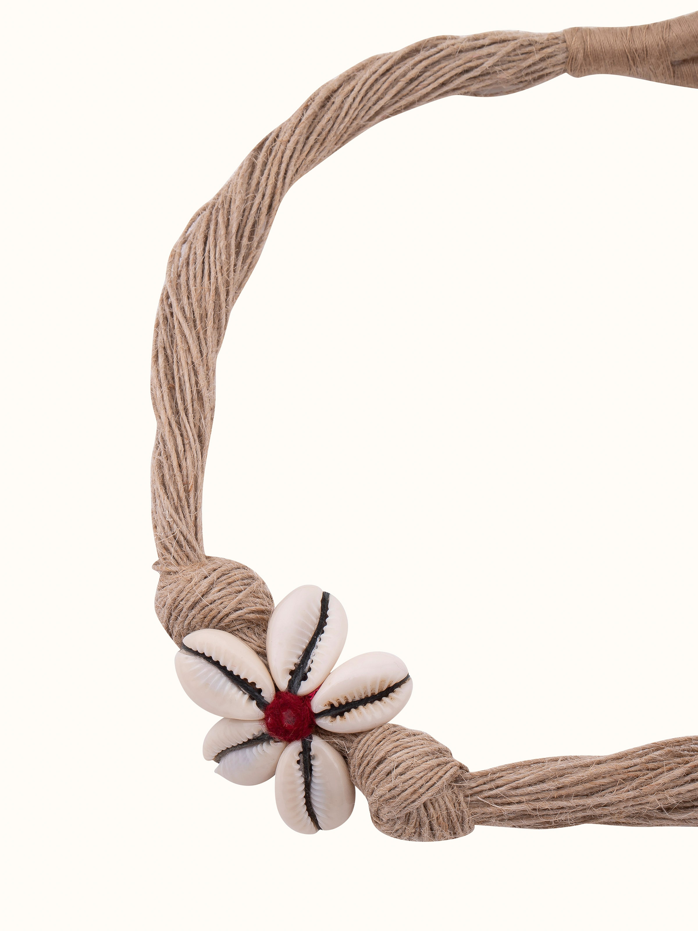 Detailed view of Jute Long Necklace focusing on the intricate weaving and design.