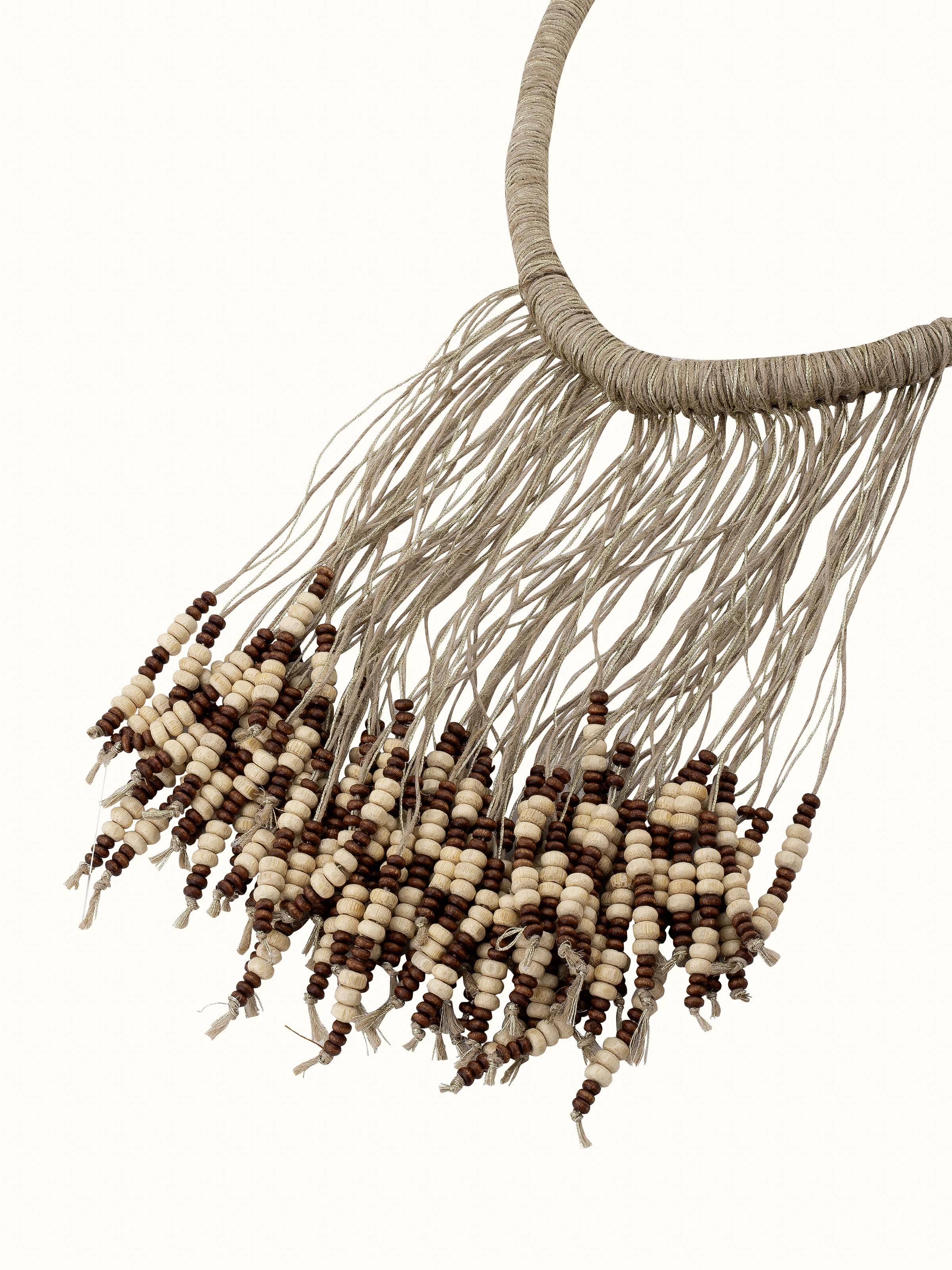 Close-up of Jute long necklace showing unique craftsmanship