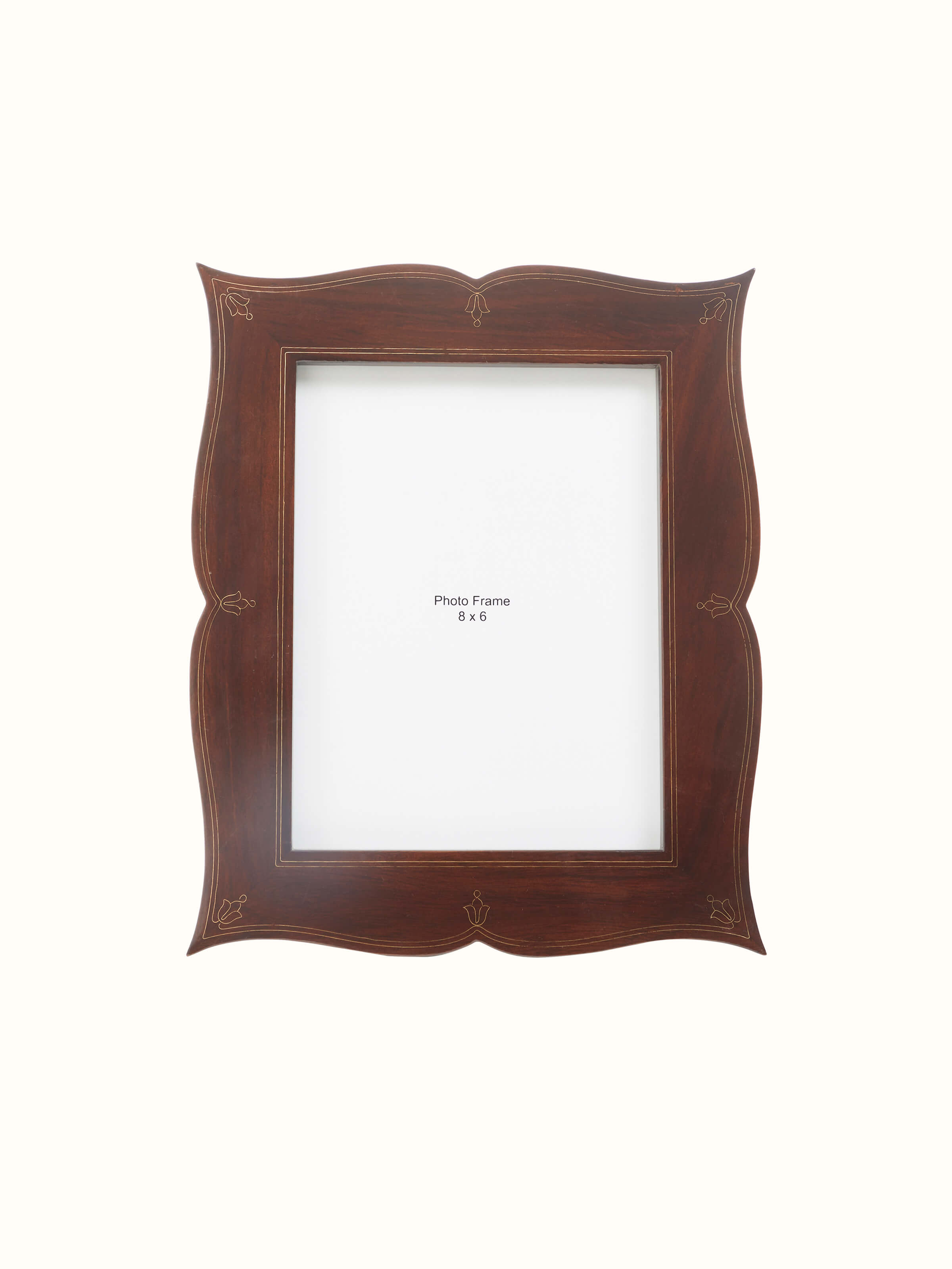 Close-up of Tarkashi Sheesham Wood & Brass Photo Frames focusing on the texture