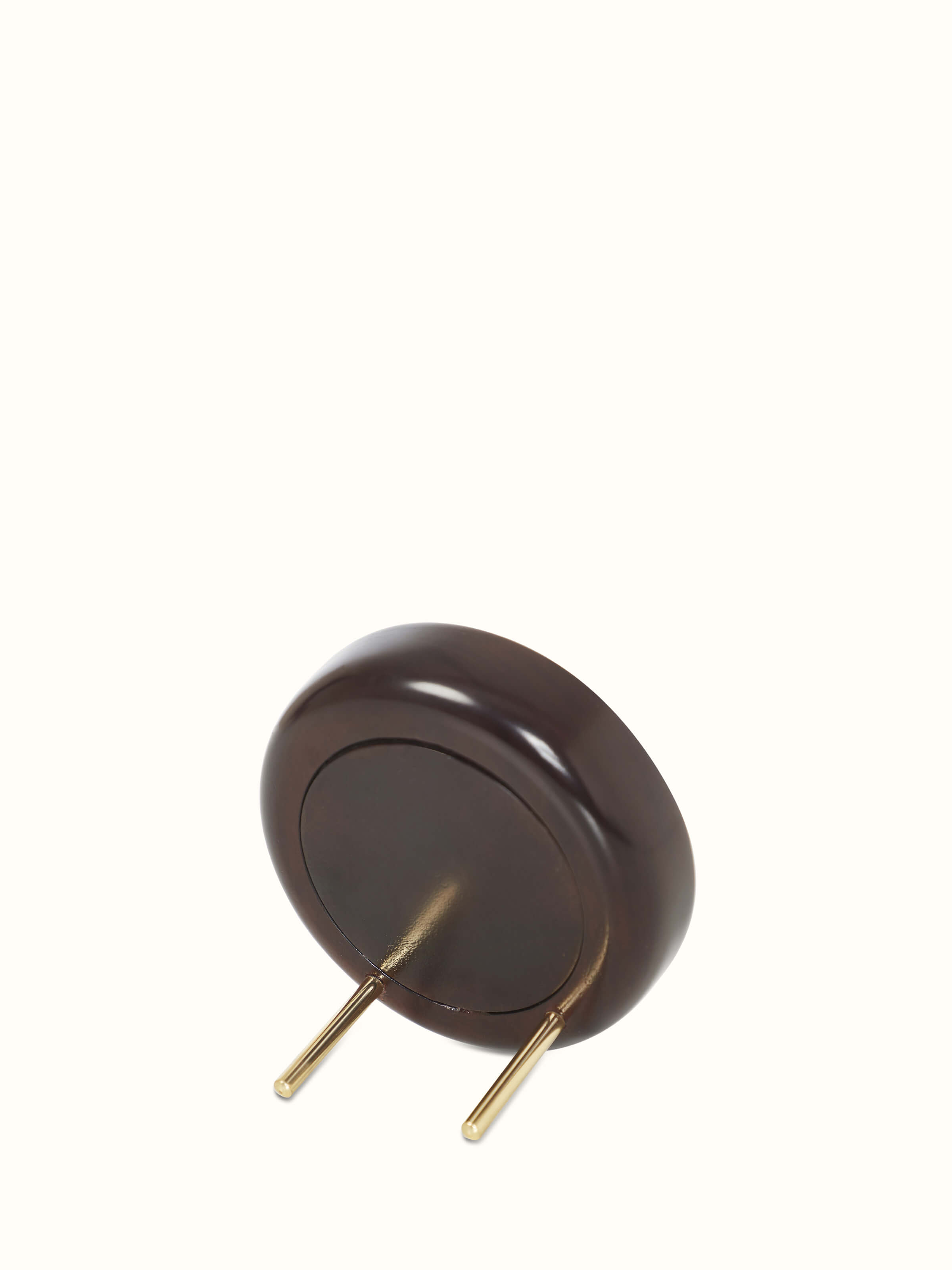 Back view of natural tarkashi sheesham wood & brass table clock, displaying the craftsmanship and functional design of the clock