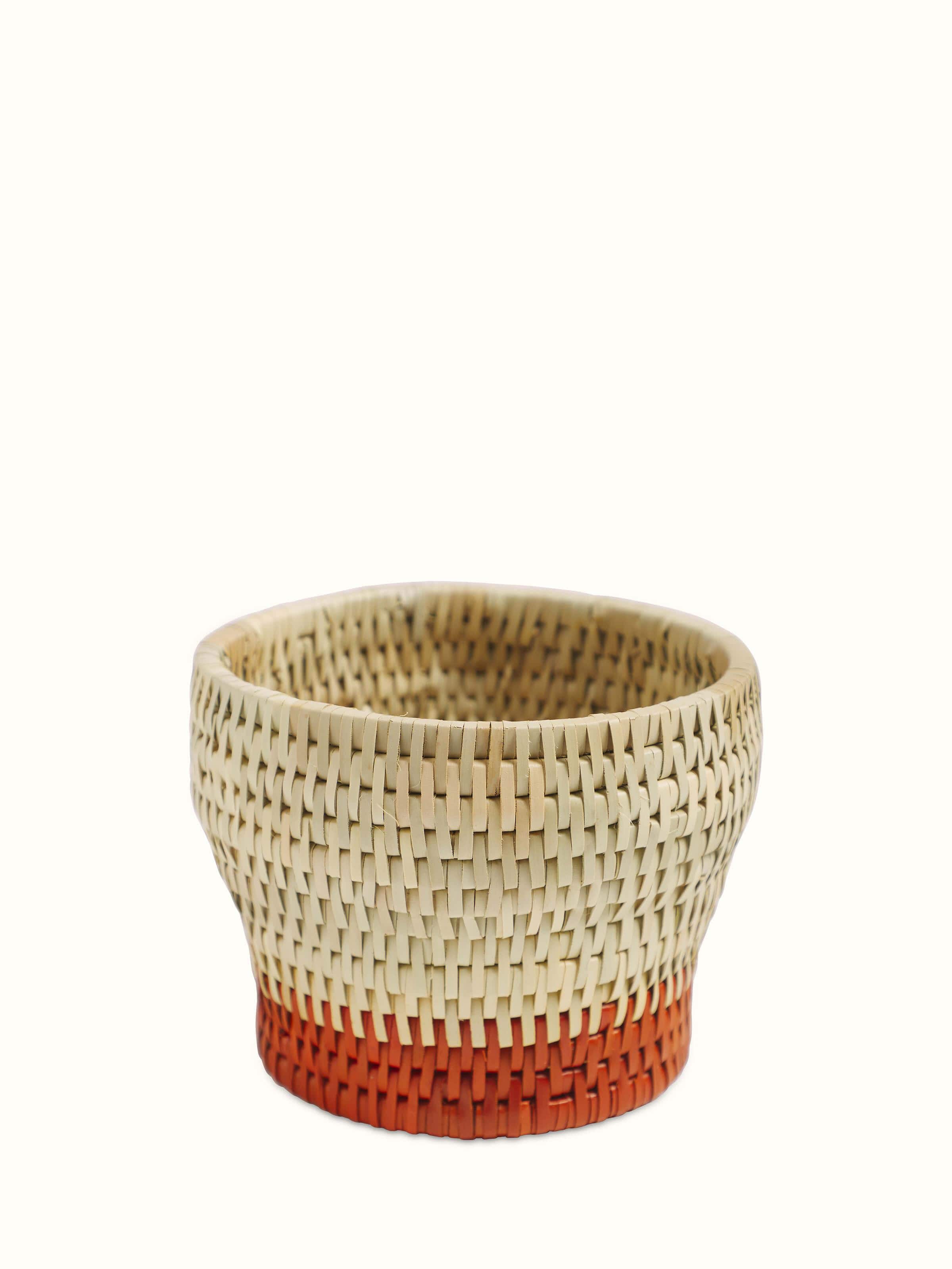 Front view of Palm Leaf Cutlery Holder showcasing eco-friendly design and natural texture