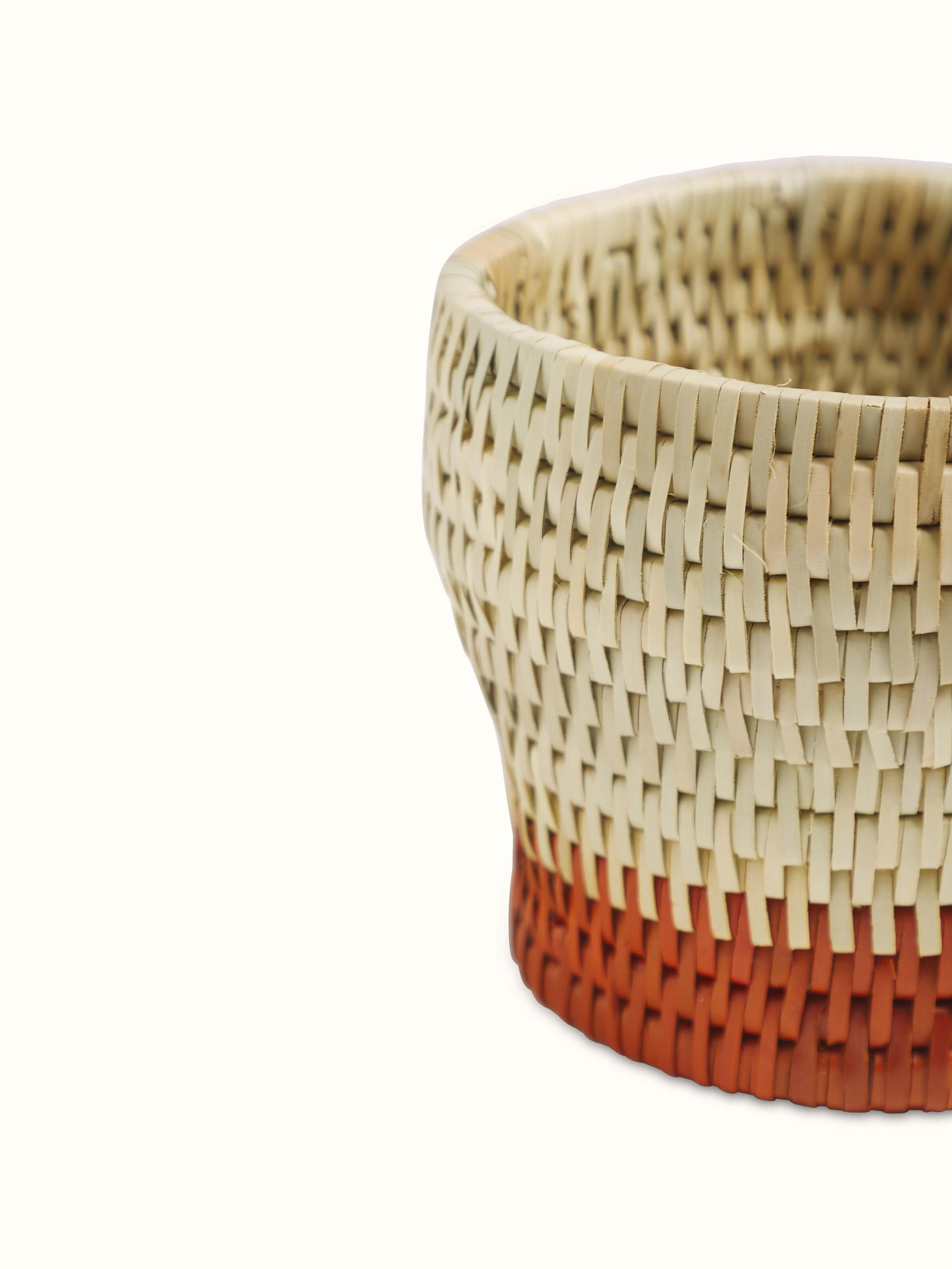 Detailed view of Palm Leaf Cutlery Holder showing texture and finish of the natural palm leaf material