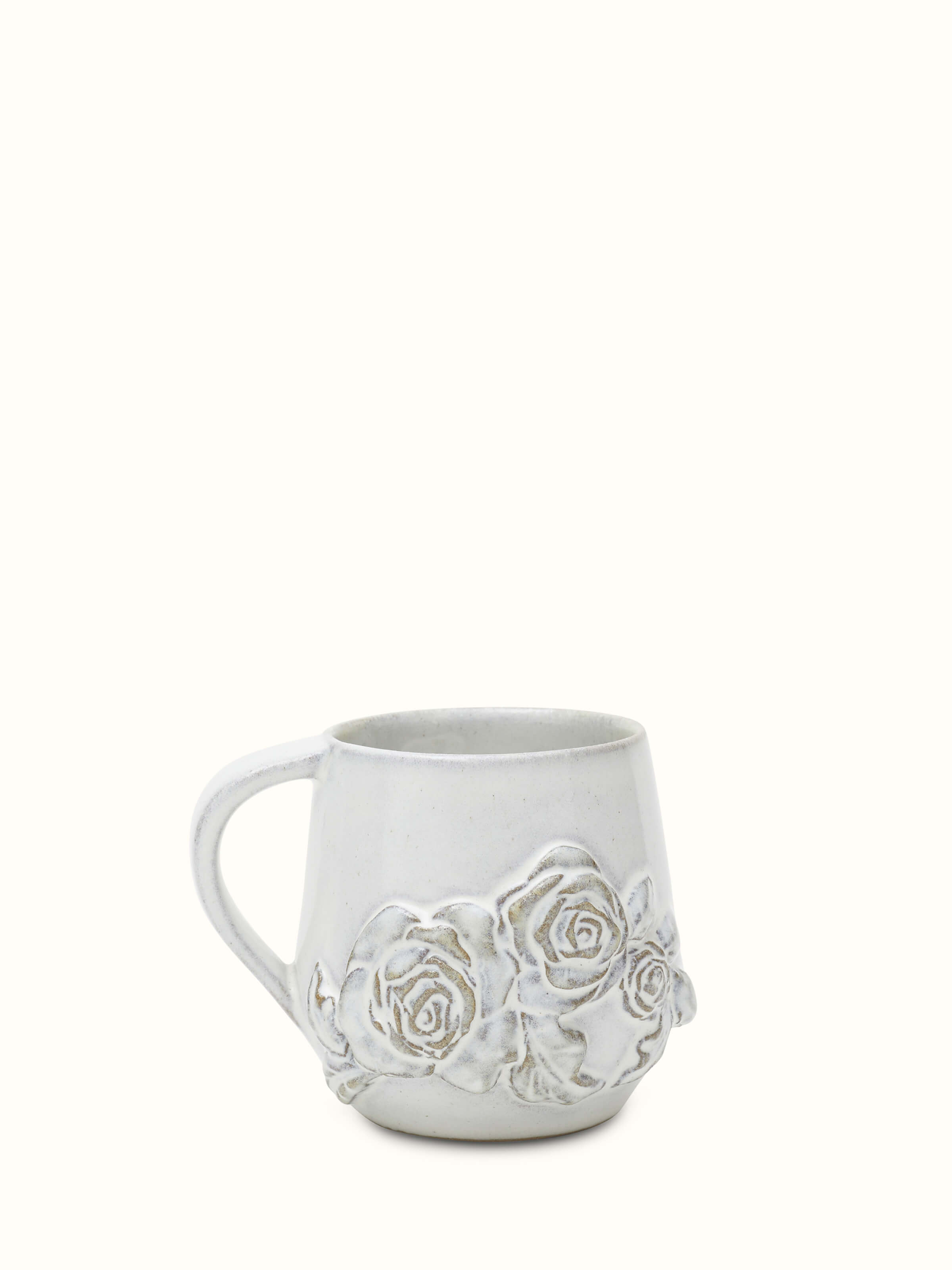 Studio pottery ceramic coffee mug white with glossy finish