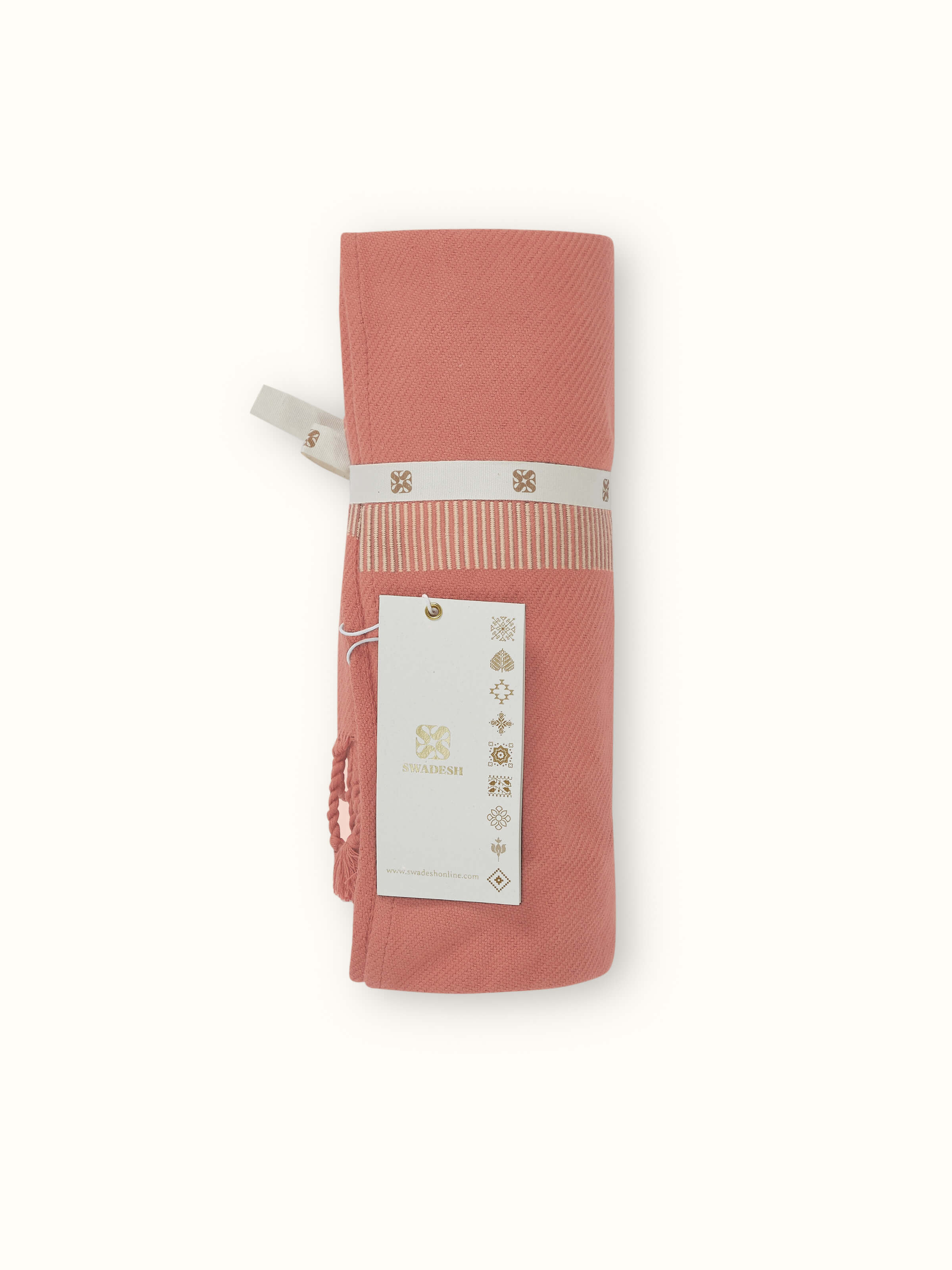 Detailed fabric texture showing handwoven cotton and color variation.