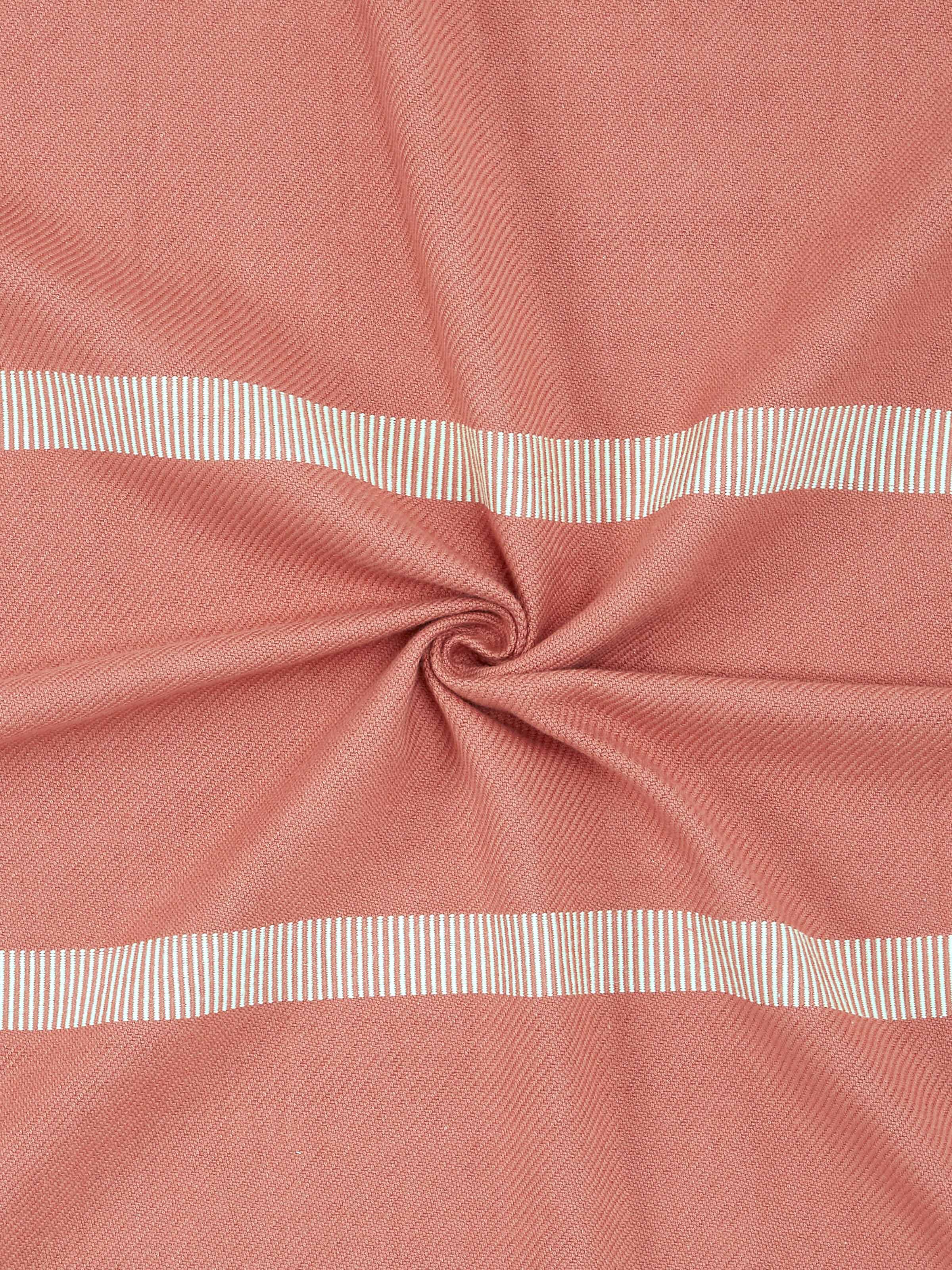 Close-up image of subtle stripe design and artisanal weave.