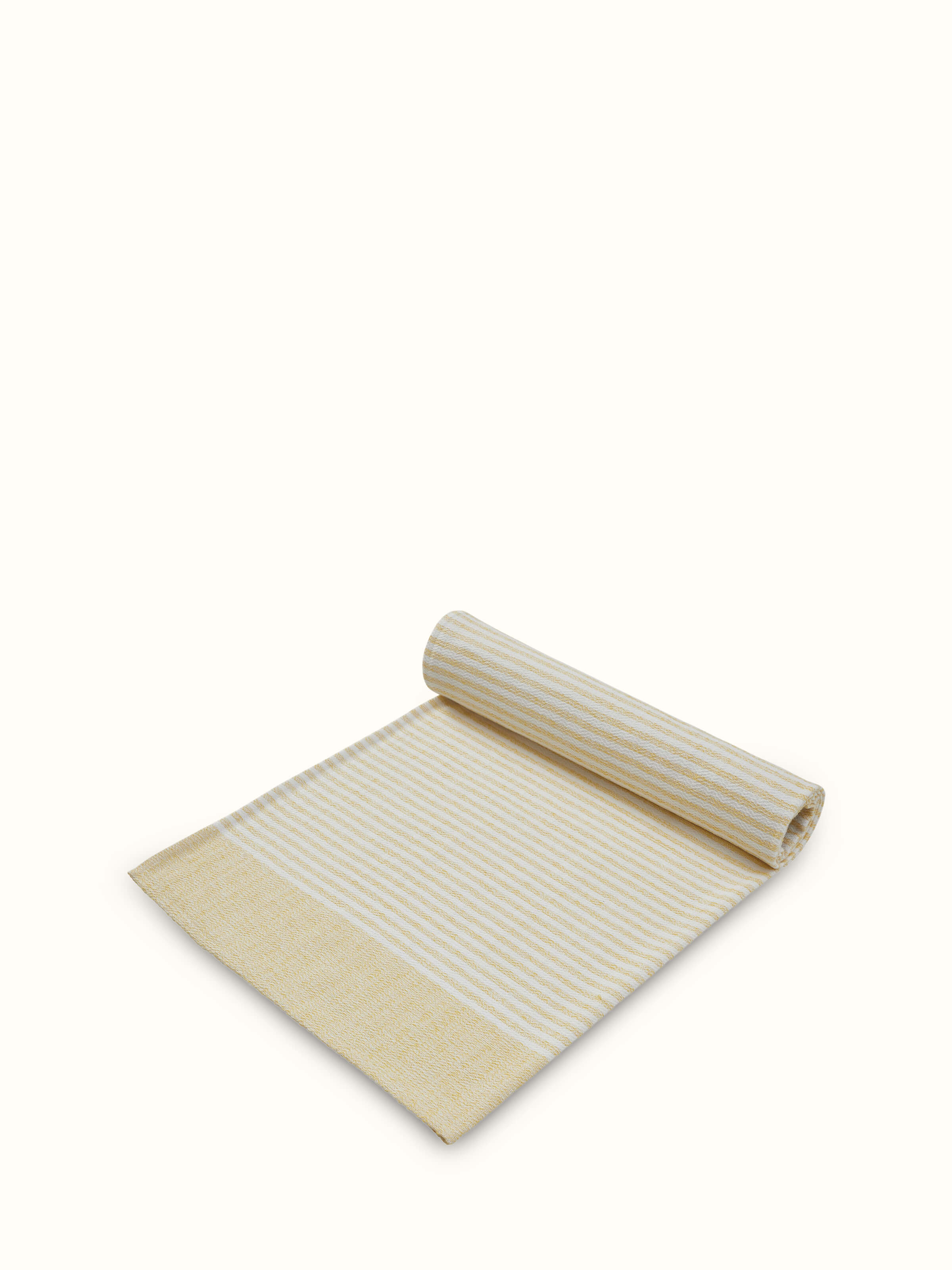 Detailed view of Vayana solid yellow cotton bath towel (XL) focusing on the fabric texture and color uniformity