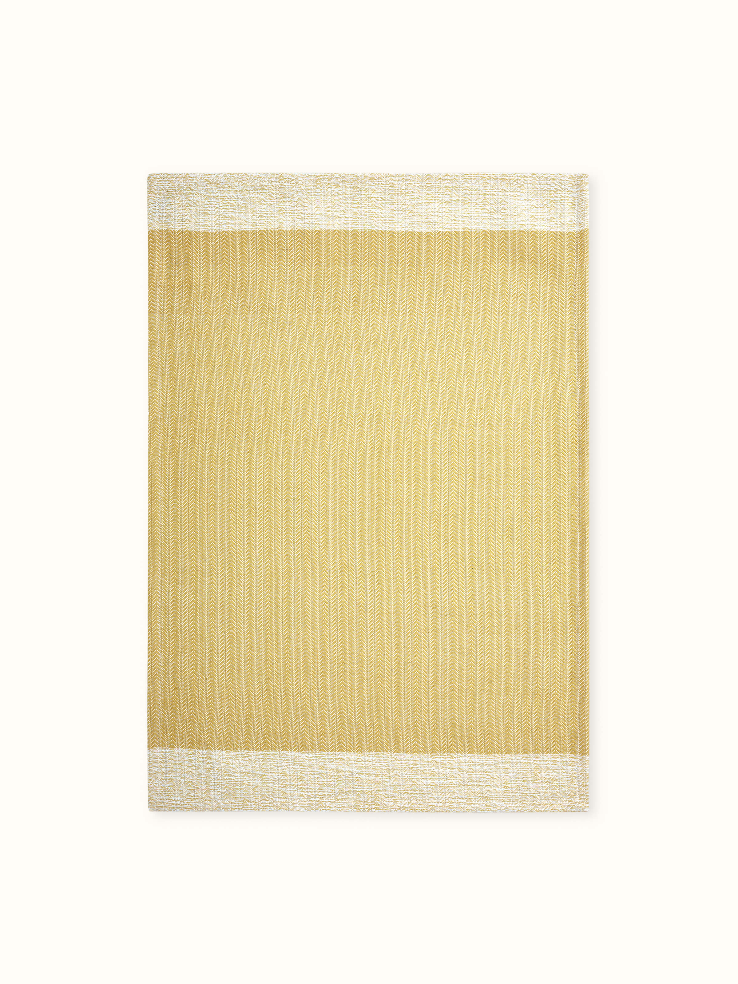 Detailed view of Vayana solid yellow stripe cotton hand towels, showcasing the towel's material and stripes