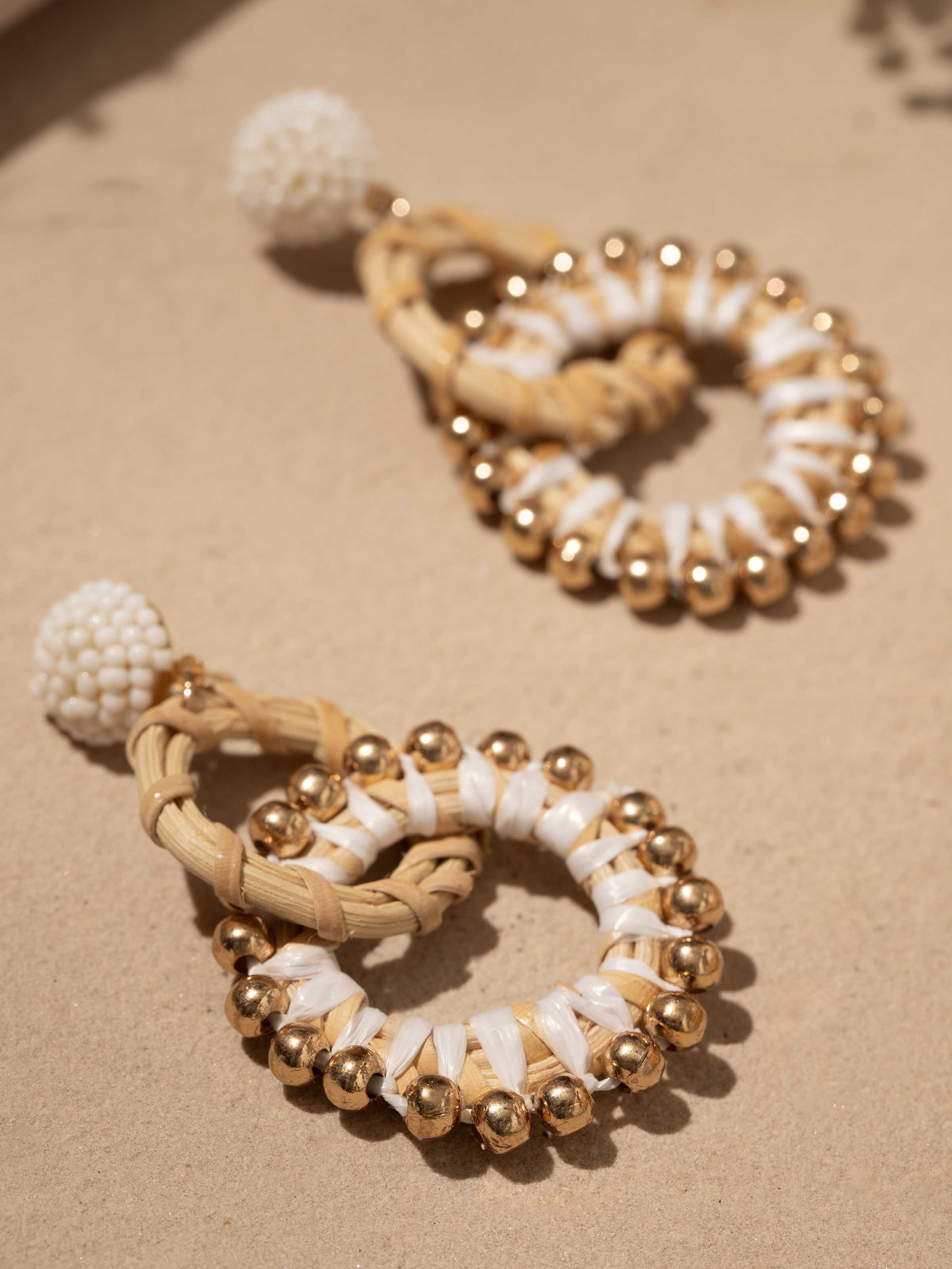 Detailed image of Handcrafted Drop Earrings highlighting the quality craftsmanship and elegant design.