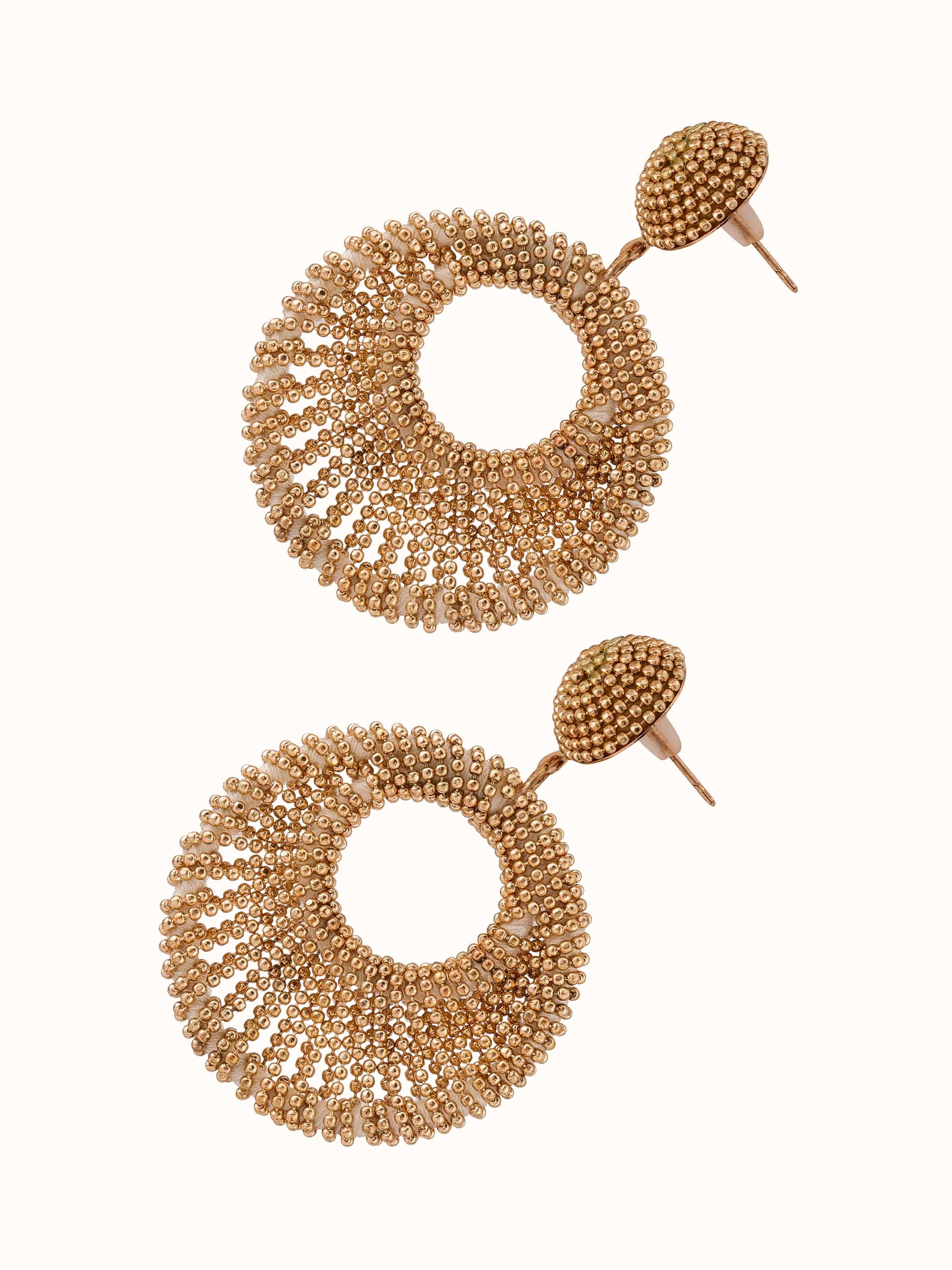 Angled view of Handcrafted drop earrings showcasing unique design and craftsmanship