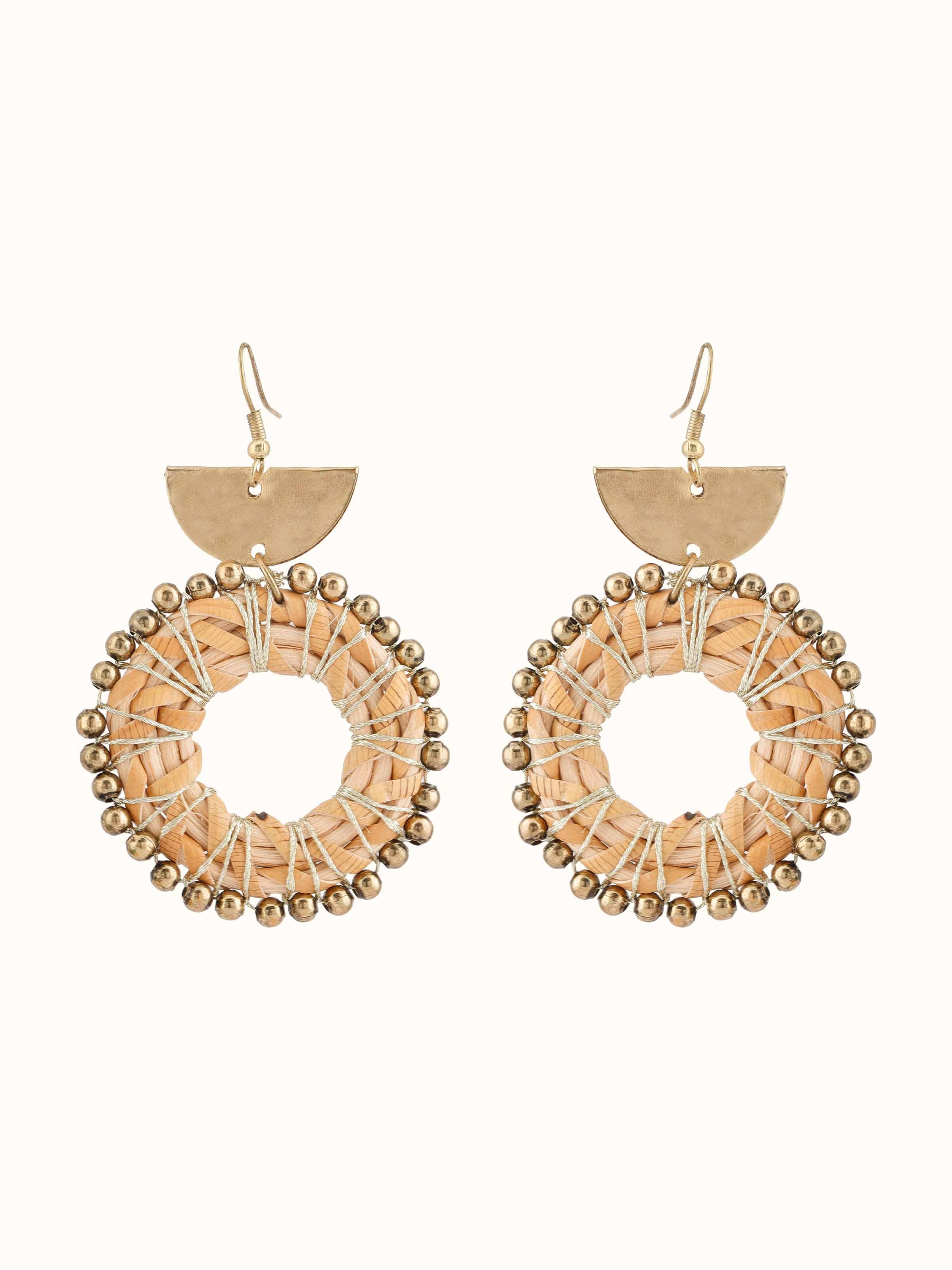 Front view of Handcrafted Drop Earrings featuring unique and artistic design elements.