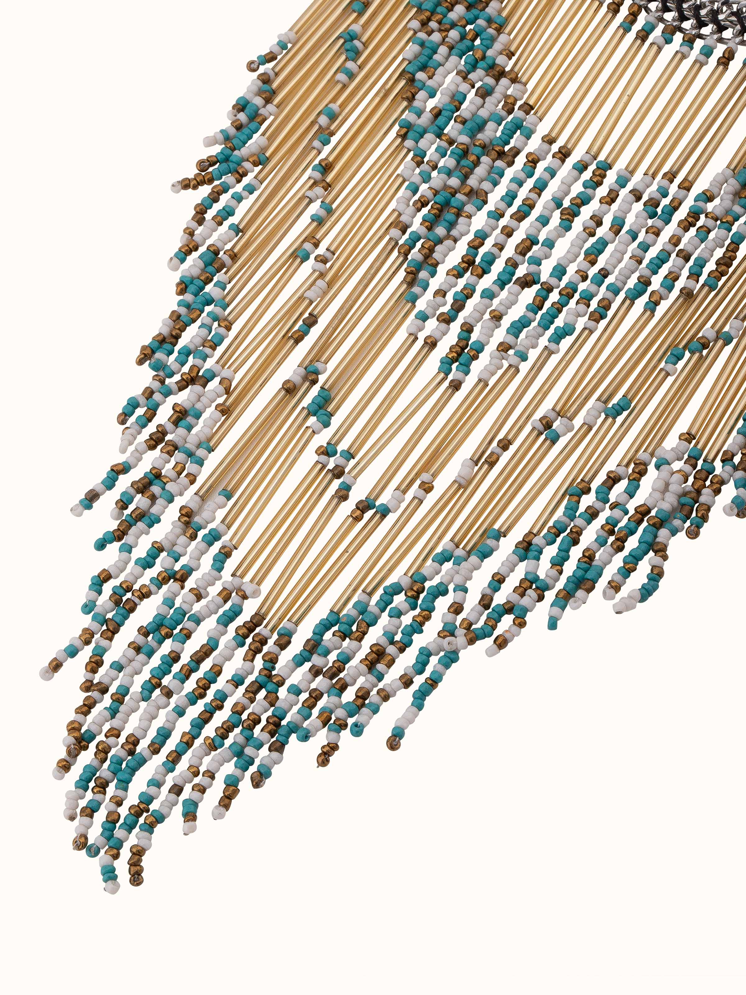 Angled view of Handcrafted Long Necklace emphasizing the craftsmanship.