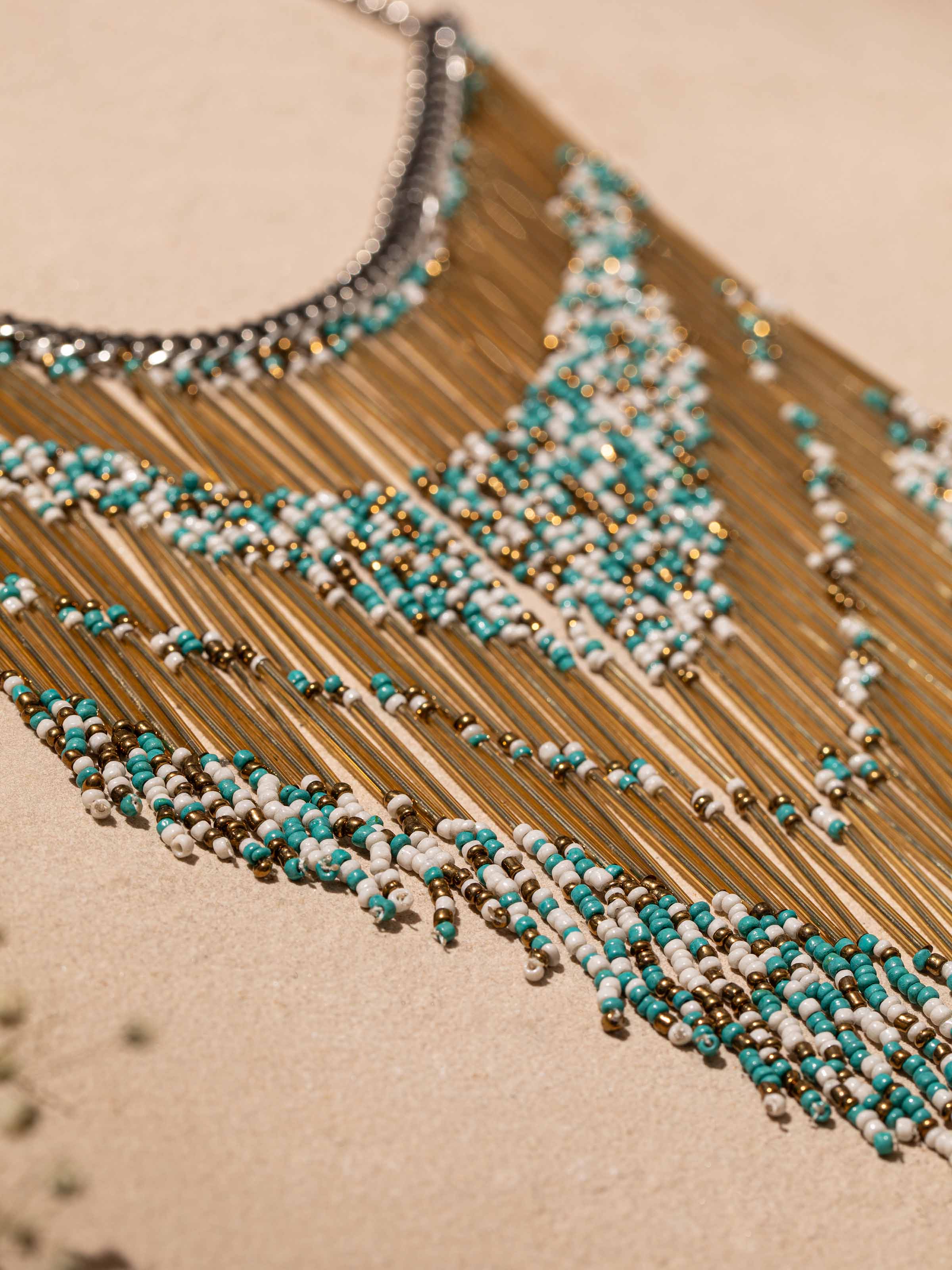 Back view of Handcrafted Long Necklace showing the clasp and overall design.